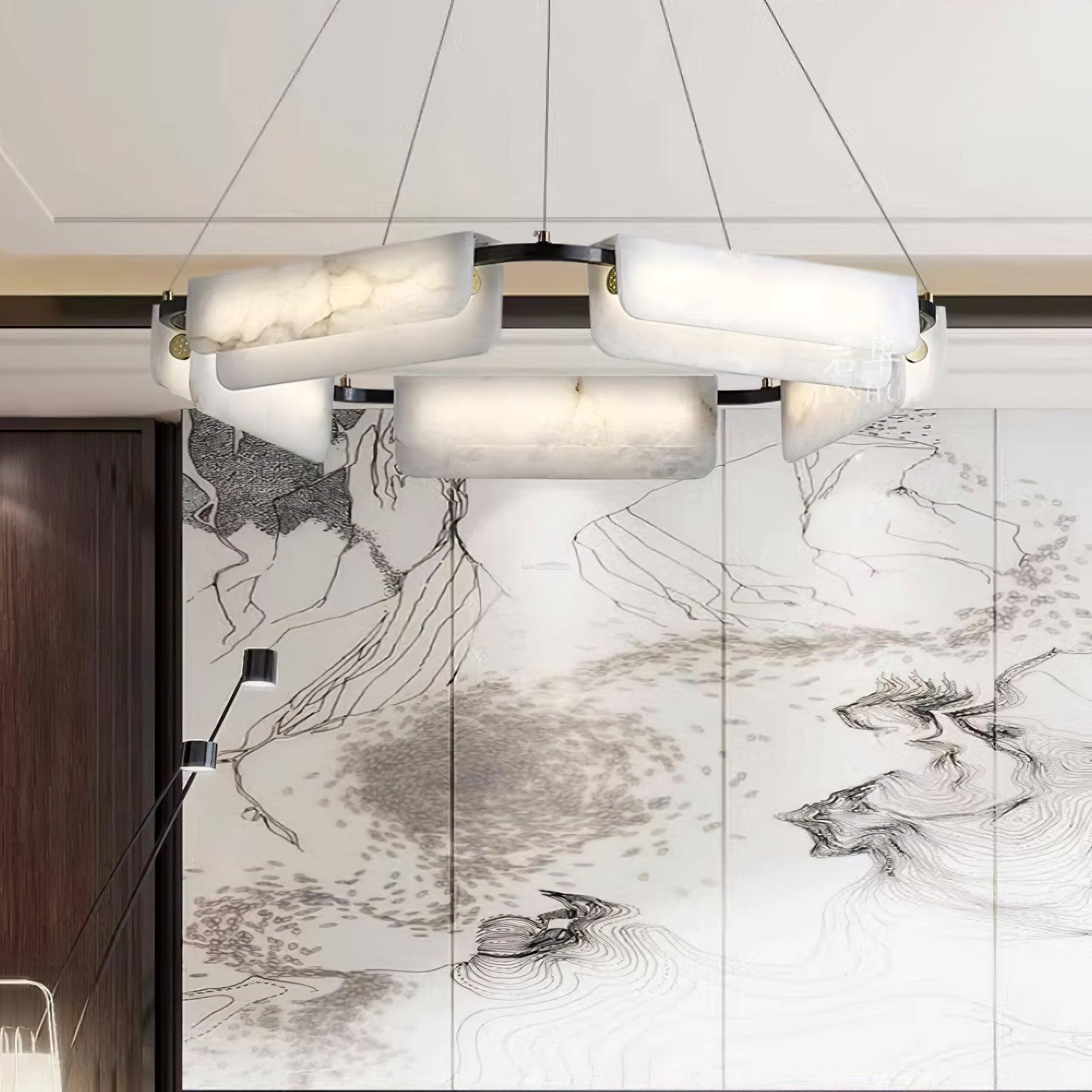 Delia Alabaster Chandelier - Alabaster, Alabaster Chandelier-1-Luxehomezone