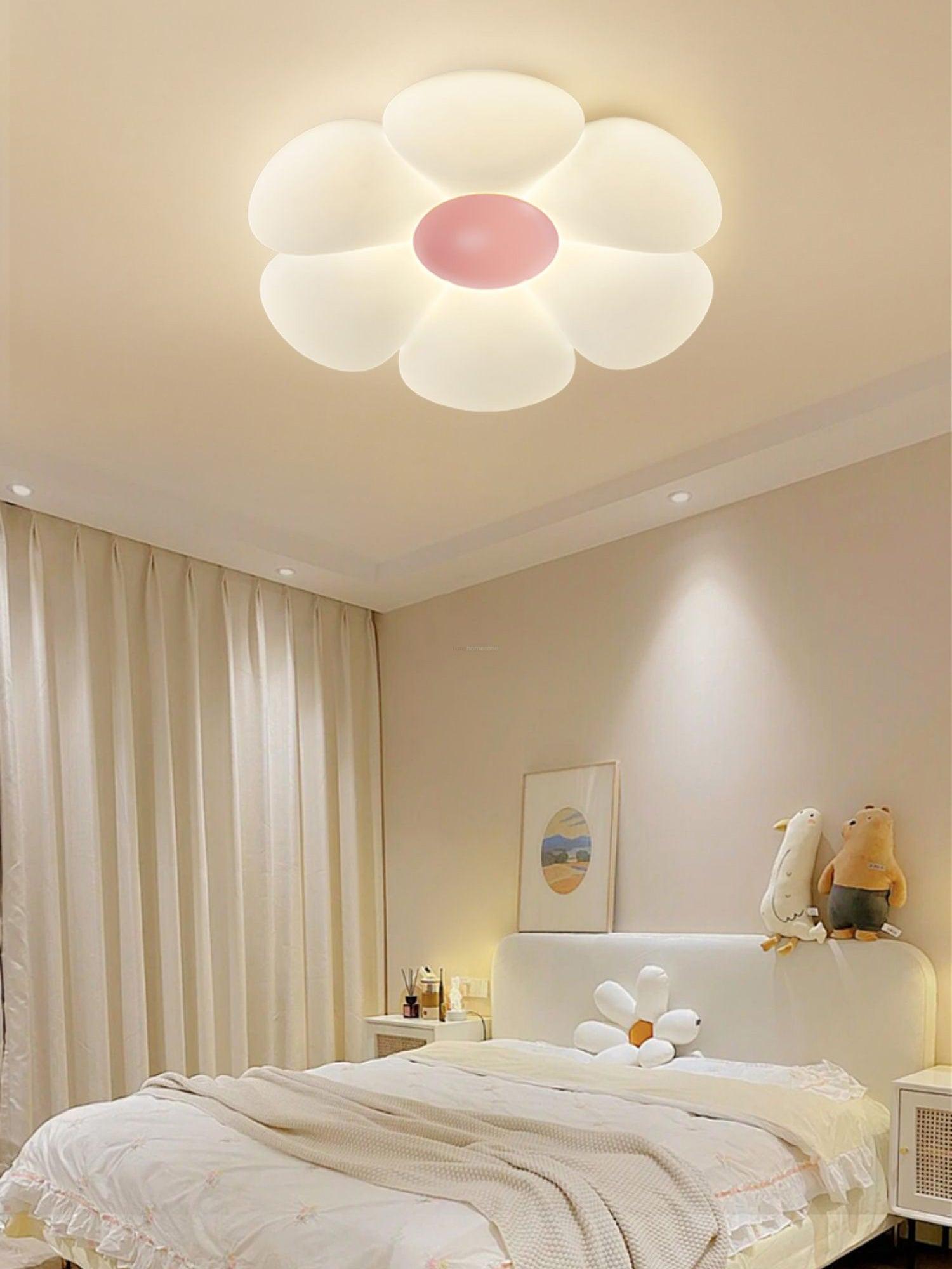Six-leaf Flower Kids Room Ceiling Lamp  ∅ 19.7″ - Candy, Flush Mounts, Green, Pink, White, Yellow-1-Luxehomezone