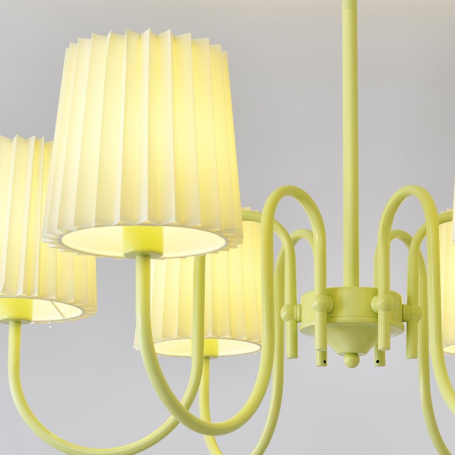 Pleated Fabric Matcha Chandelier with 4/5/6/8 heads - Variety-1-Luxehomezone