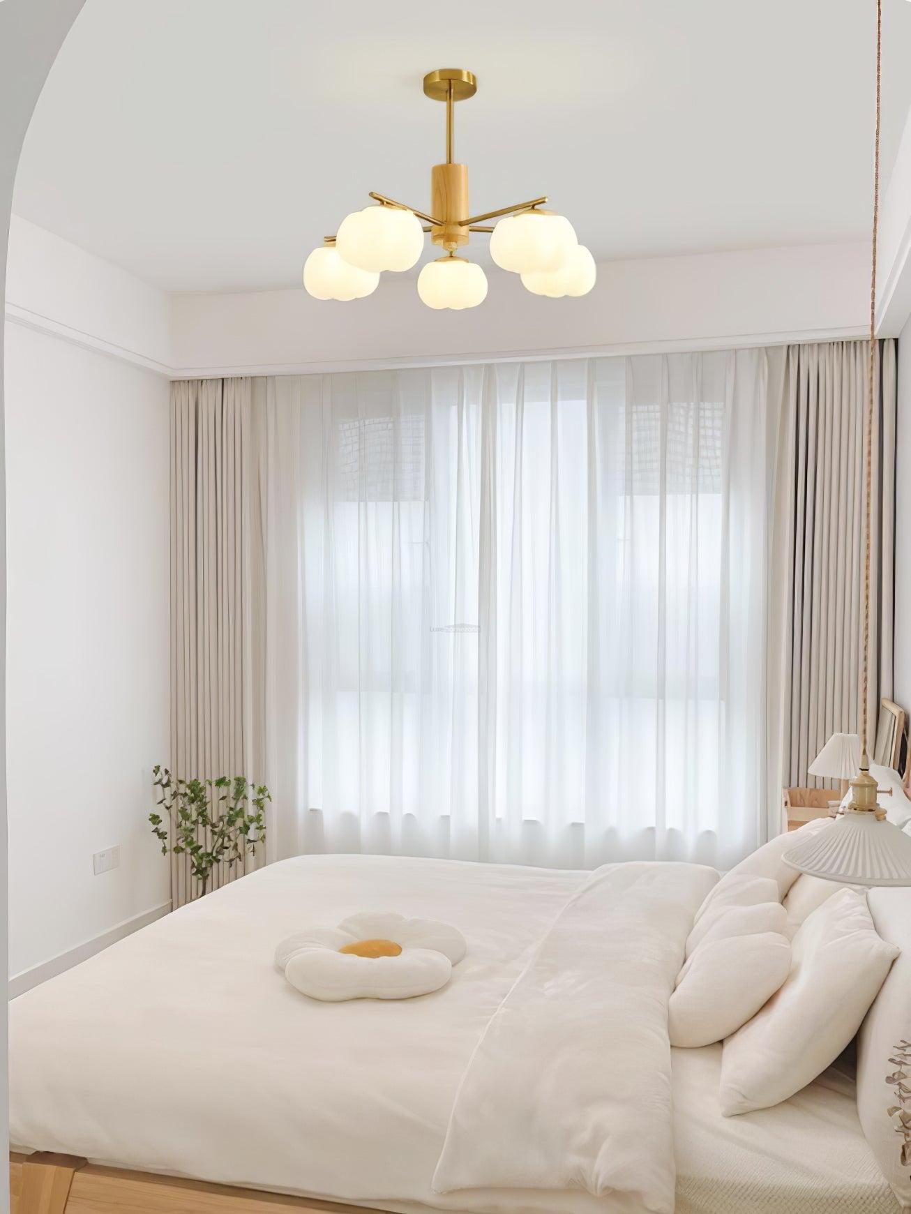 Wooden Cotton Balls Chandelier with 5/8 lamps - Zahara-1-Luxehomezone