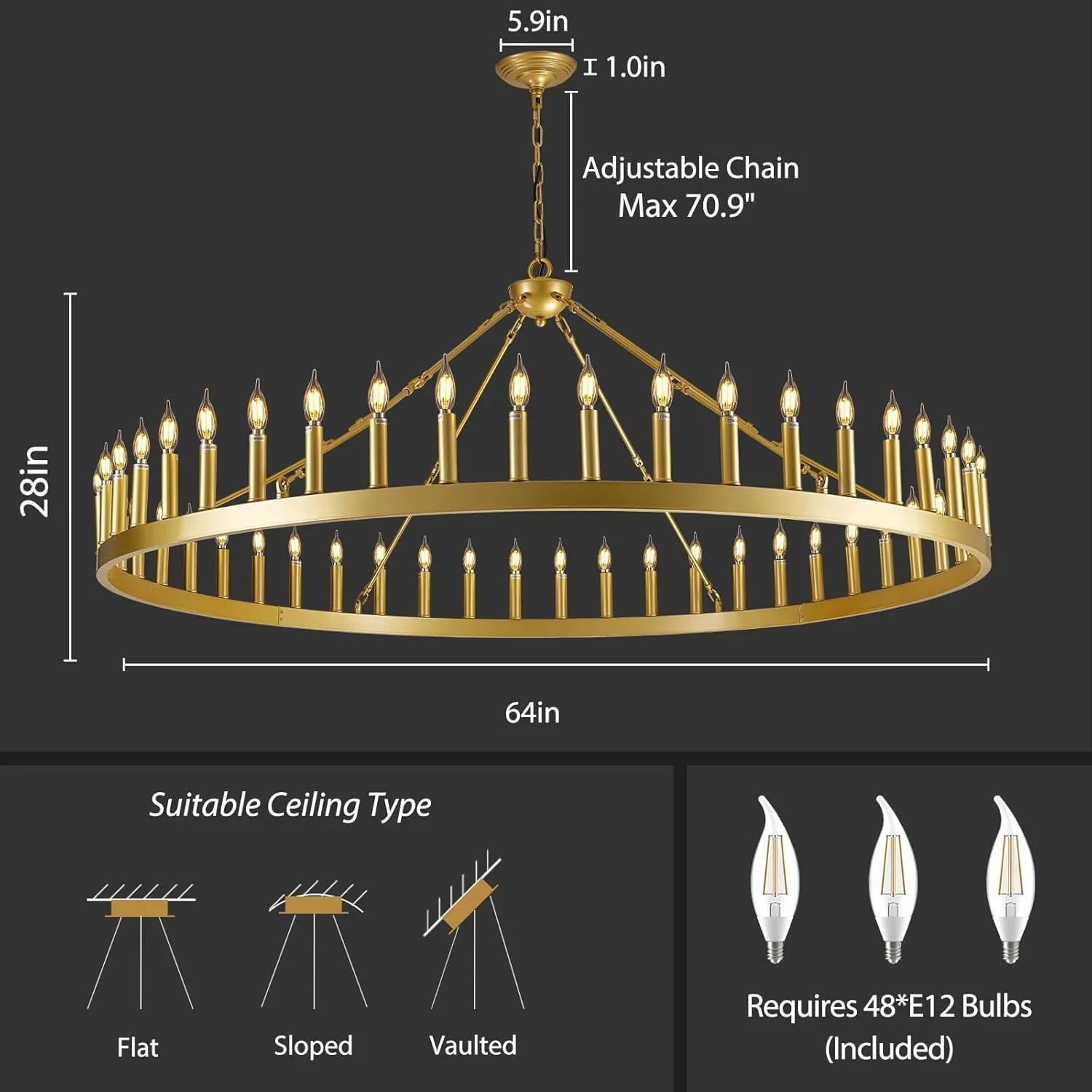 Aetheris Round Chandelier 64"