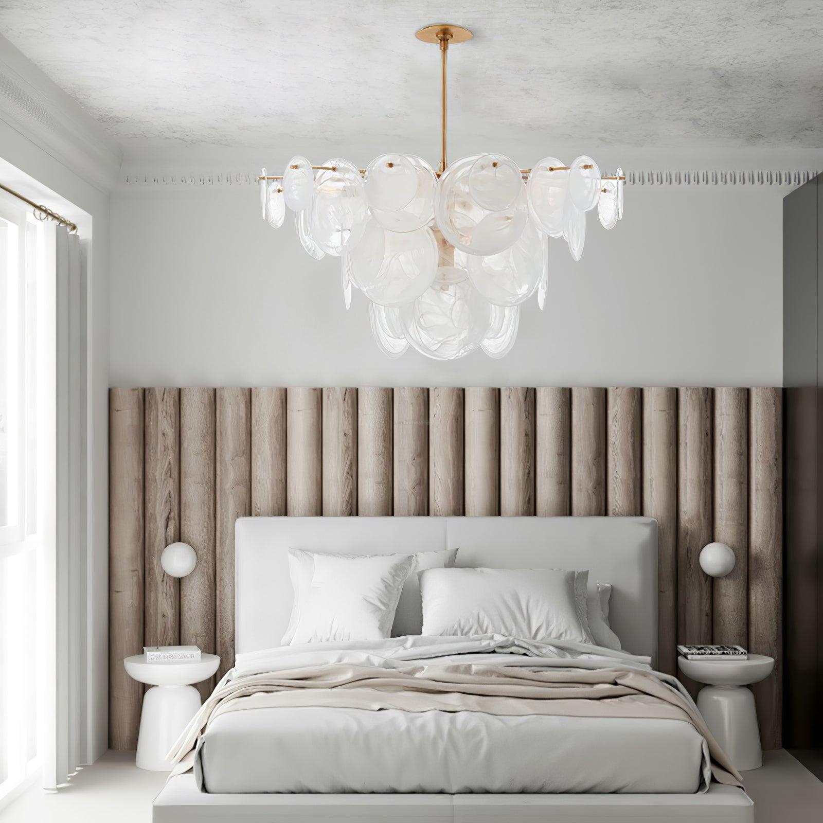 Brass Discs Cascading Round Chandelier - Cylinder-1-Luxehomezone