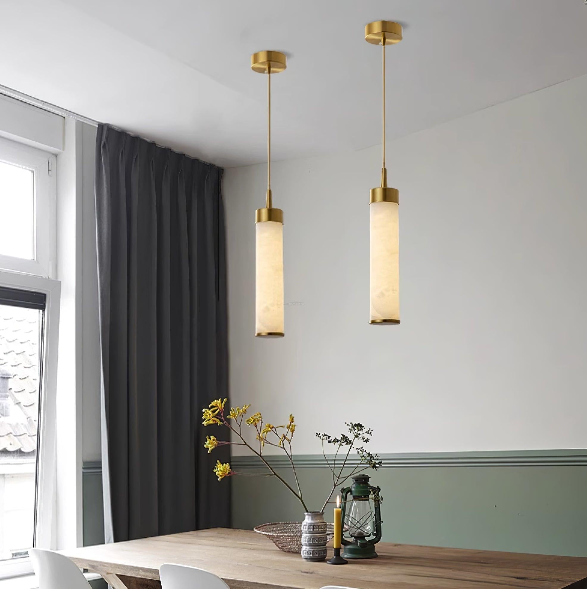 Tala Brass Alabaster Pendant Light - Alabaster, Alabaster Pendant-1-Luxehomezone