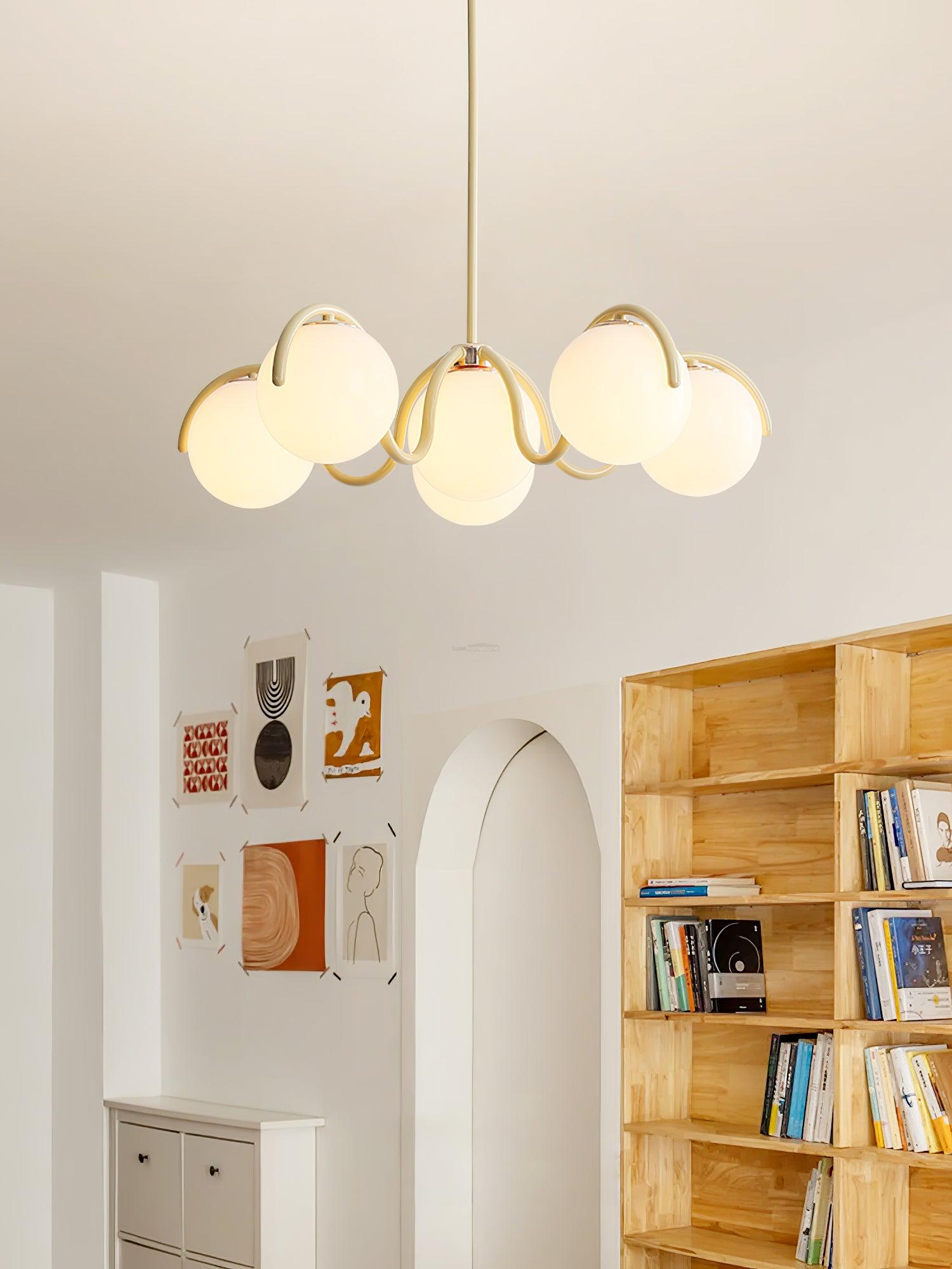 Reedway Curve Linear Chandelier ∅ 27.2″ - Bend, Marshmallow Chandelier-1-Luxehomezone