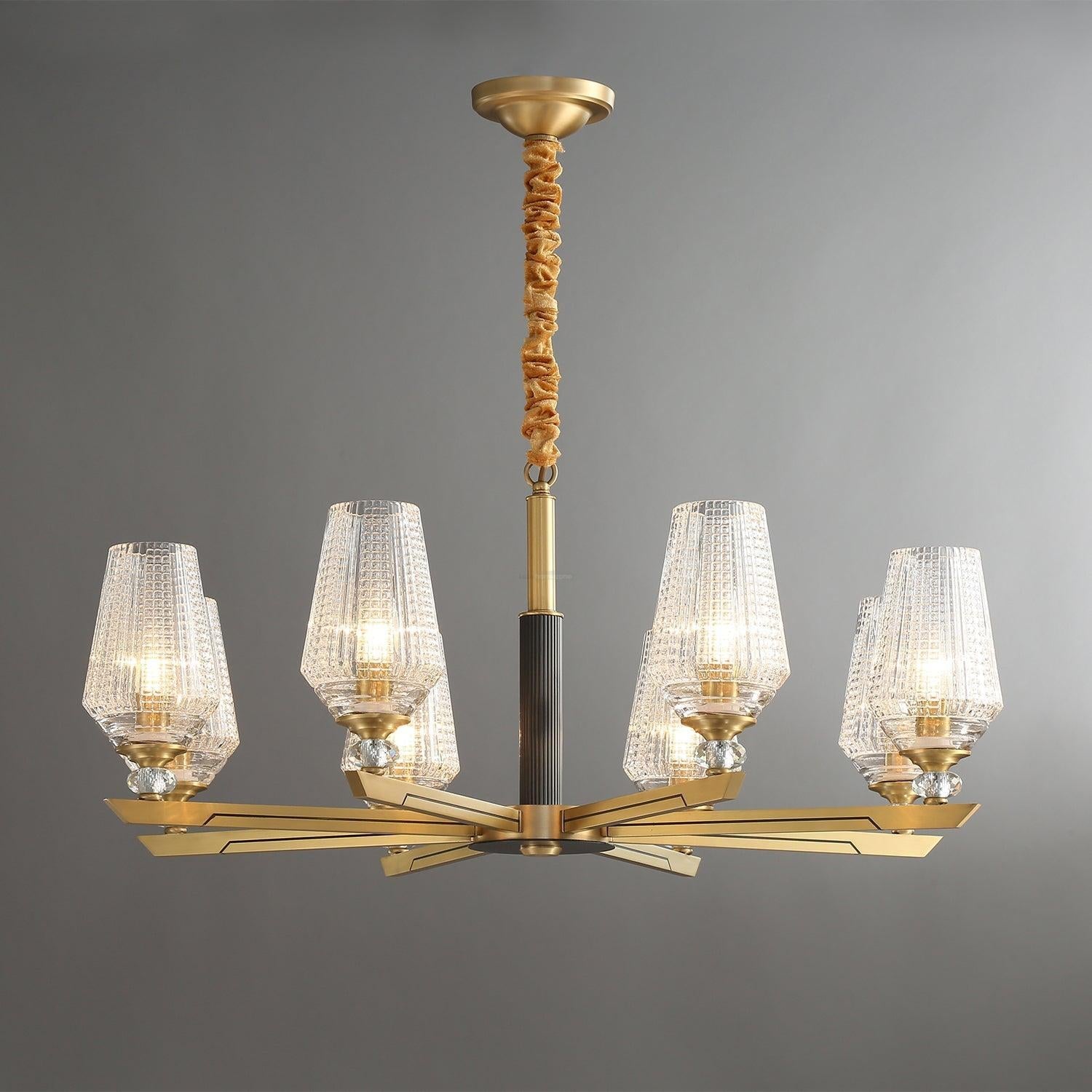 Orrefors Brass Chandelier Φ 25.2″ - Lucency-1-Luxehomezone