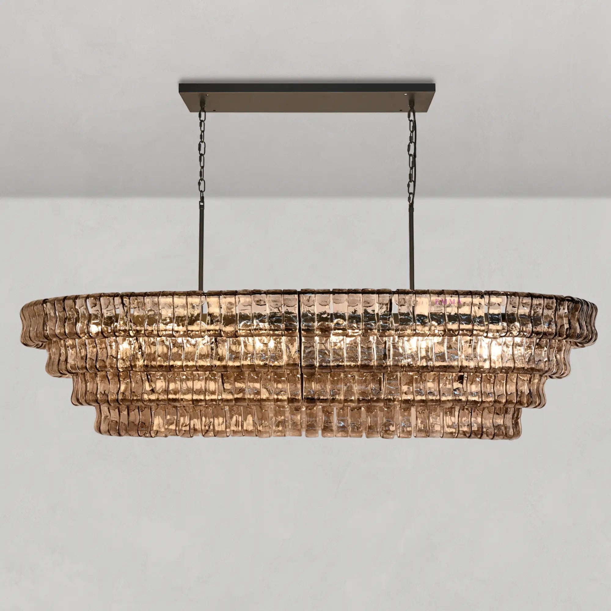Art Glass Ghiaccio Oval Chandelier - All Products, Best Sellers, Chandelier, Ghiaccio Series, Glass- Chandelier1-Luxehomezone