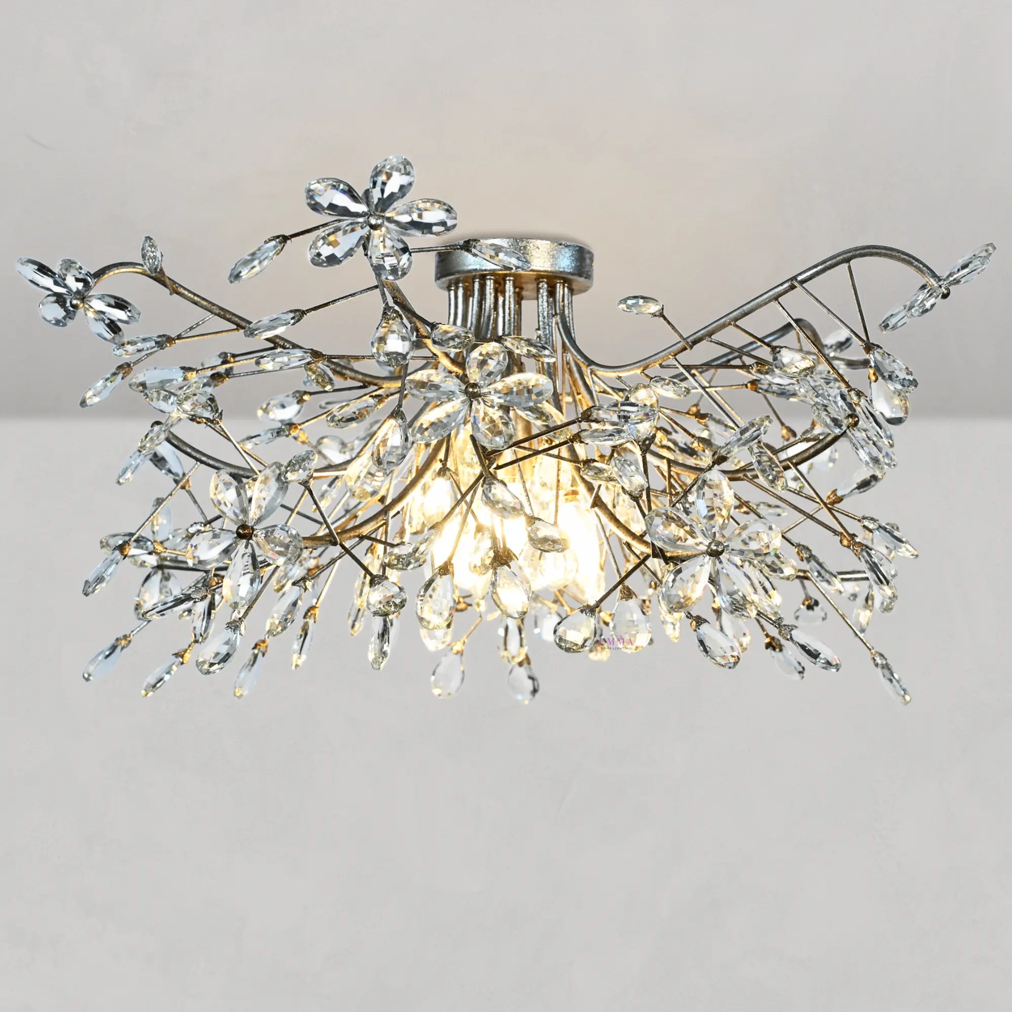 Crystal Flowers Fiore Flushmount - All Products, Bedroom, Best Sellers, Branch, Dinner Room, Fiore Series, Flushmounts, Ins Review- Flushmount1-Luxehomezone