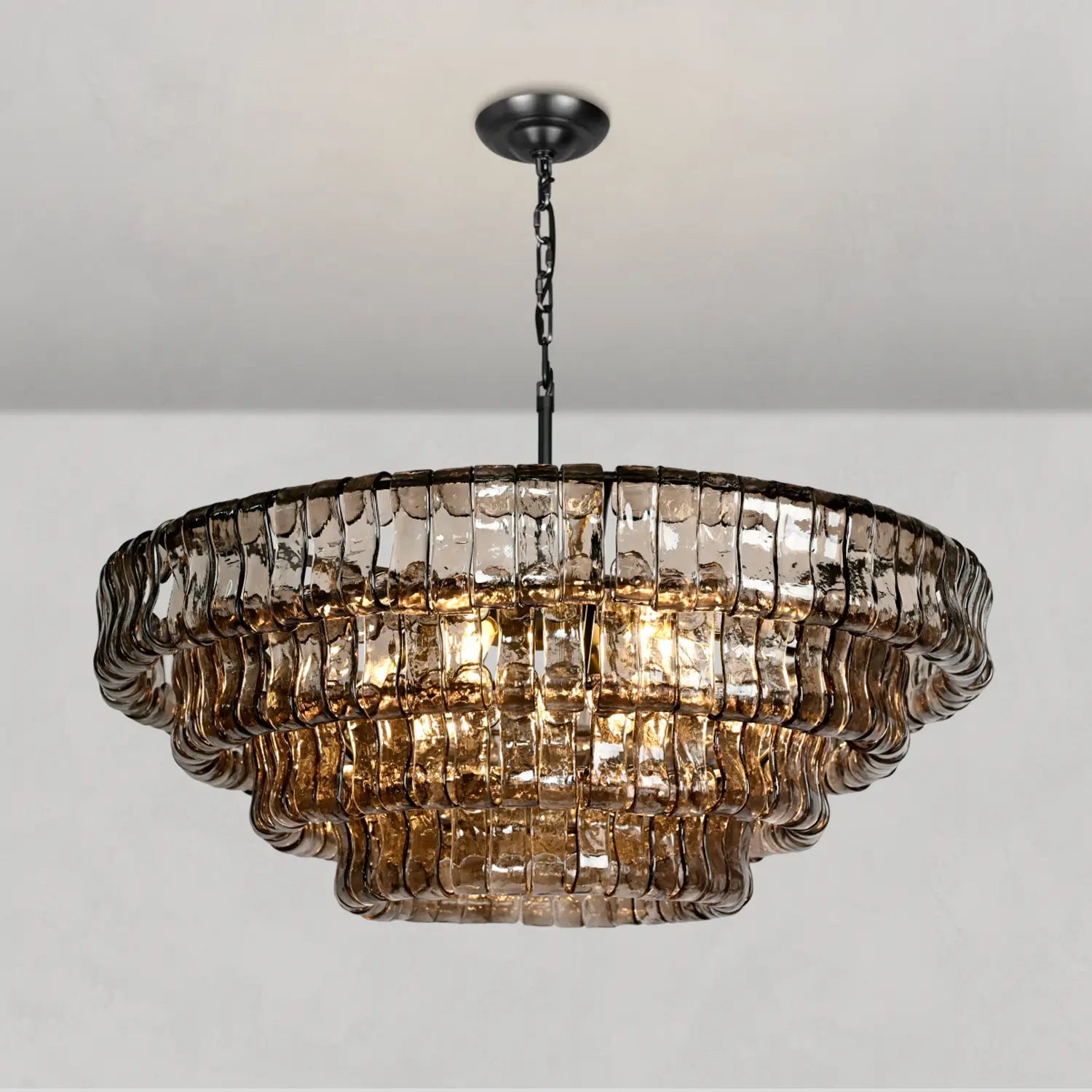 Art Glass Ghiaccio Round Chandelier 36" 48" 60" - All Products, Best Sellers, Chandelier, Ghiaccio Series- Chandelier1-Luxehomezone