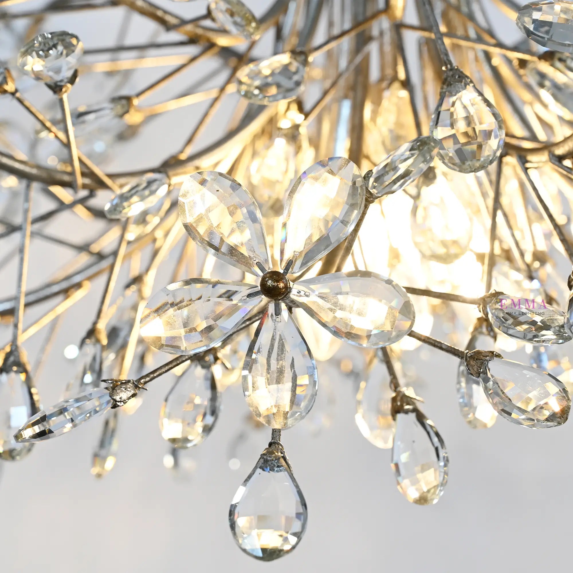 Crystal Flowers Fiore Flushmount - All Products, Bedroom, Best Sellers, Branch, Dinner Room, Fiore Series, Flushmounts, Ins Review- Flushmount1-Luxehomezone