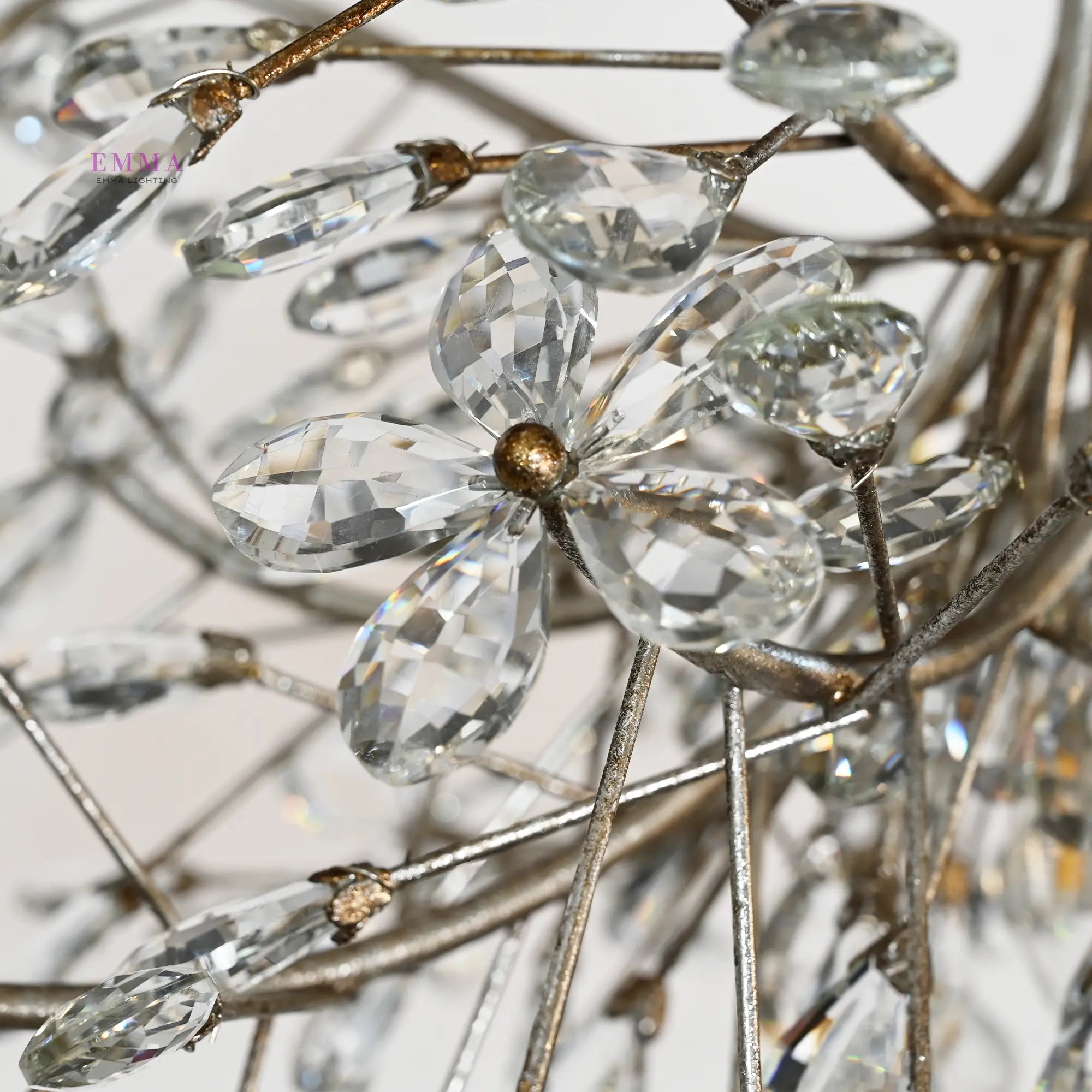 Crystal Flowers Fiore Flushmount - All Products, Bedroom, Best Sellers, Branch, Dinner Room, Fiore Series, Flushmounts, Ins Review- Flushmount1-Luxehomezone