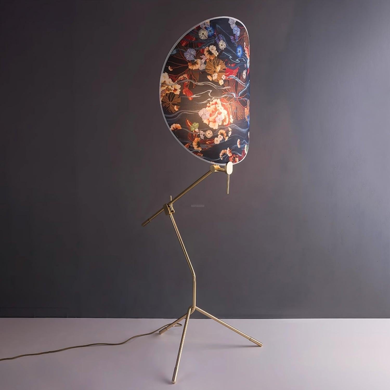 Floral Nocturne Floor Lamp ∅ 23.6″ - Drapery-1-Luxehomezone