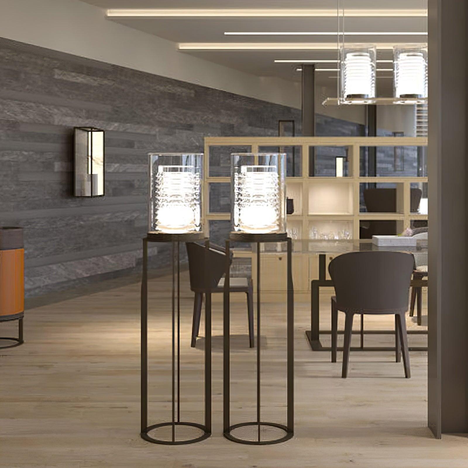 Dual Cylinder Glass Floor Lamp ∅ 12.6″ - Luxehomezone