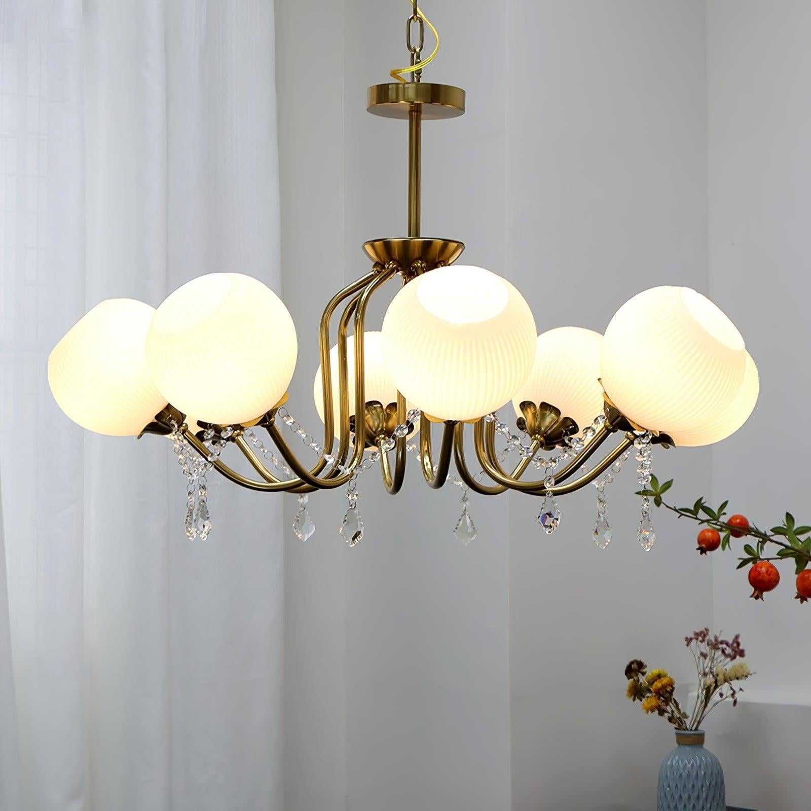 Orb Glow Copper Glass Chandelier ∅22" - Bend, Marshmallow Chandelier-1-Luxehomezone