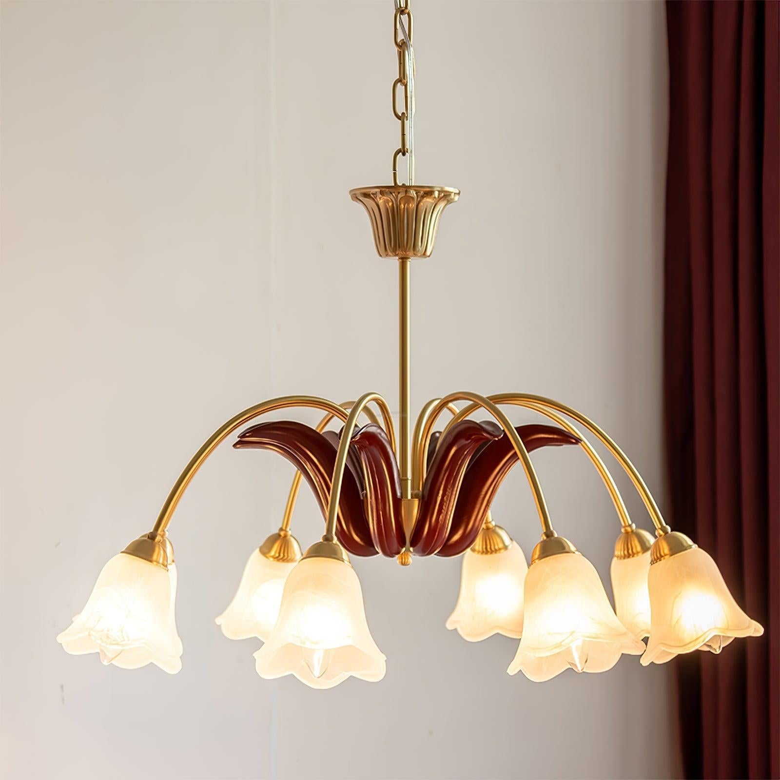 Brass Pastoral Flower Chandelier with 6/8/10 heads - Zahara-1-Luxehomezone