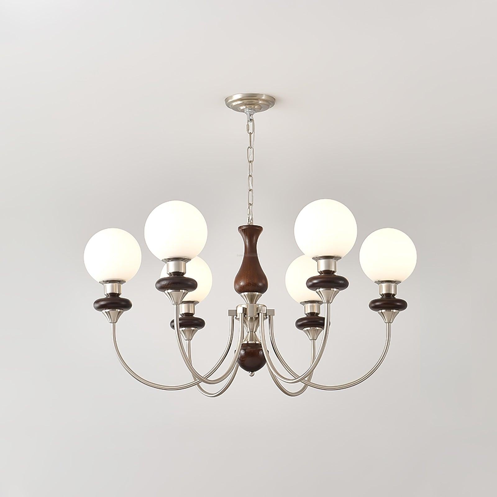 Walnut Brass Chandelier with 3/6/8 lamps - Bend, Marshmallow Chandelier-1-Luxehomezone