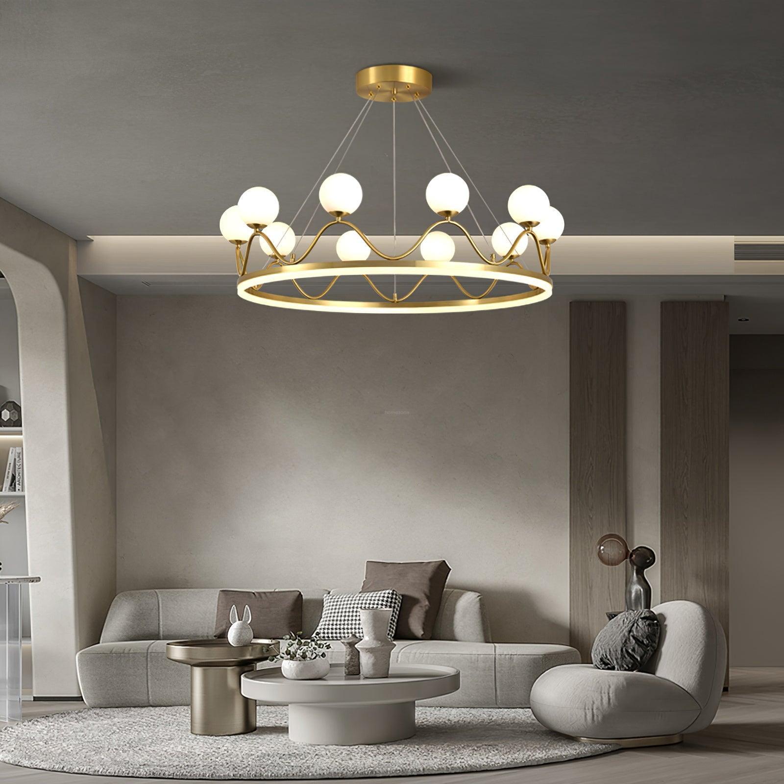 Crown Brass Round Chandelier - Bend-1-Luxehomezone