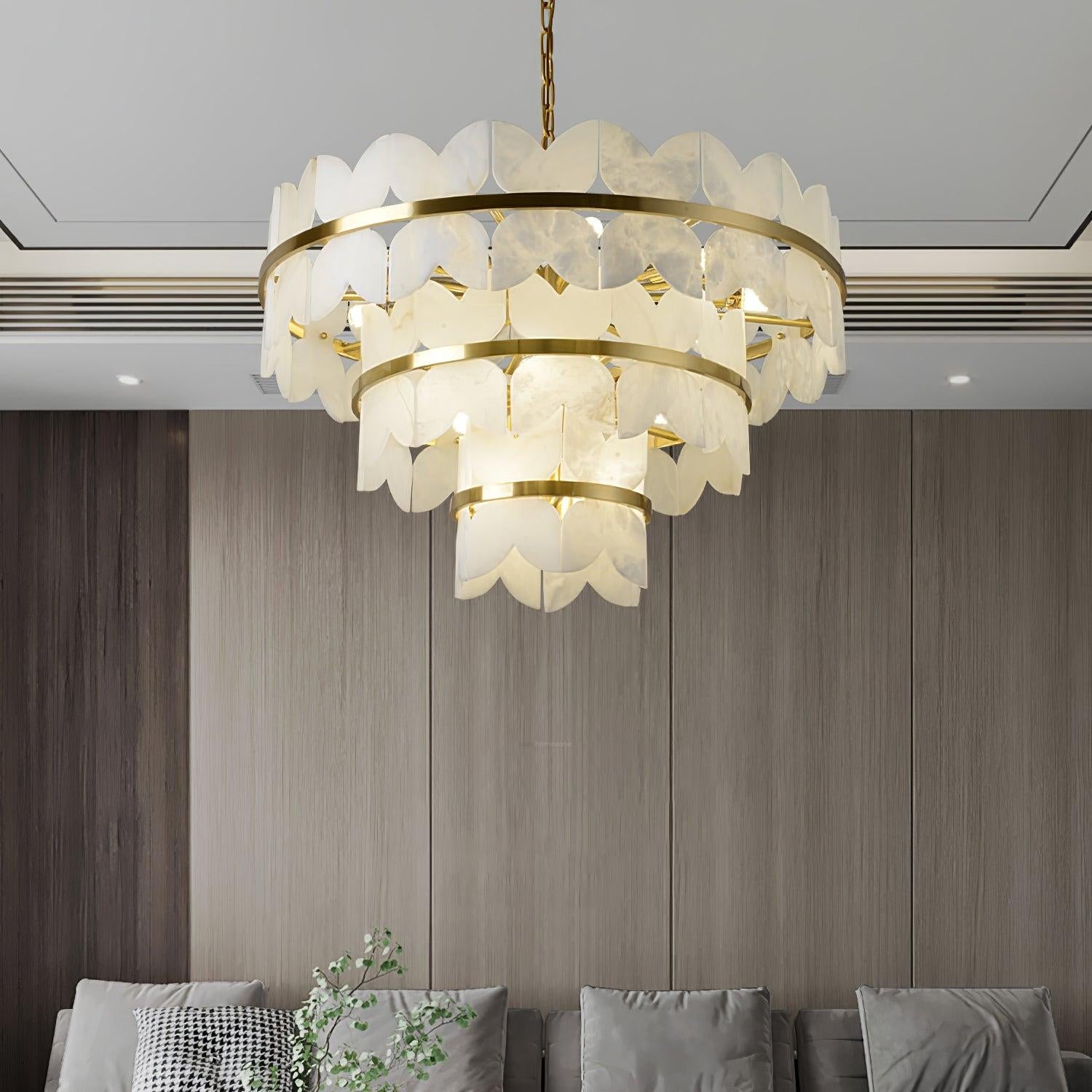 Alabaster Cloudscape Chandelier with 1/2 layer - Alabaster, Alabaster Chandelier-1-Luxehomezone