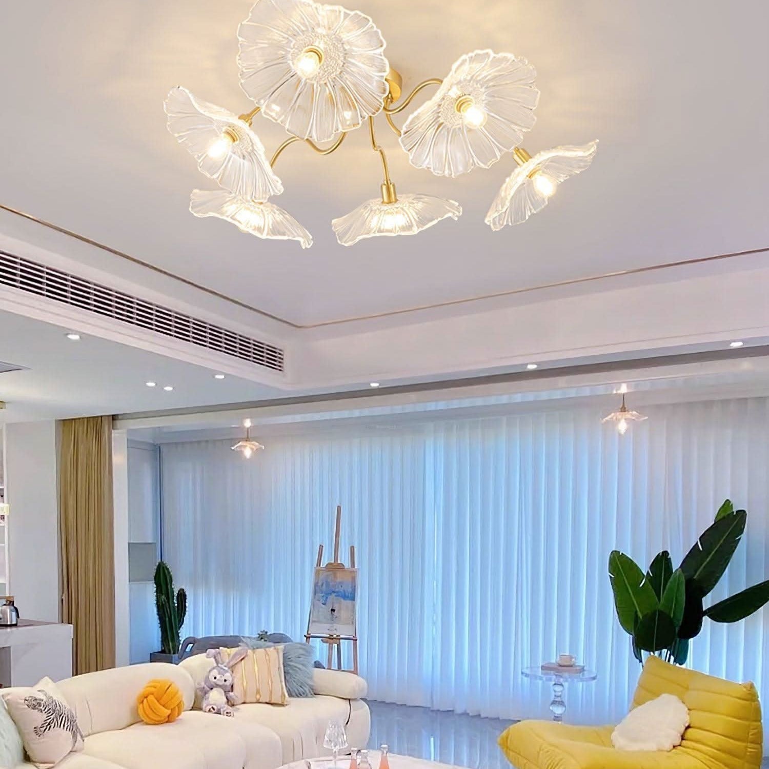 Lotus Leaf Glass Ceiling Lamp ∅ 31.5″/39.4'' - Luxehomezone