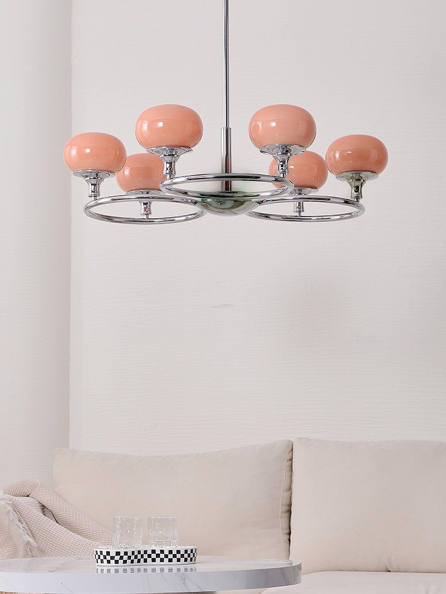 Ingersoll Round Chandelier  ∅ 31.5″ - Glass Chandelier, Persimmon-1-Luxehomezone