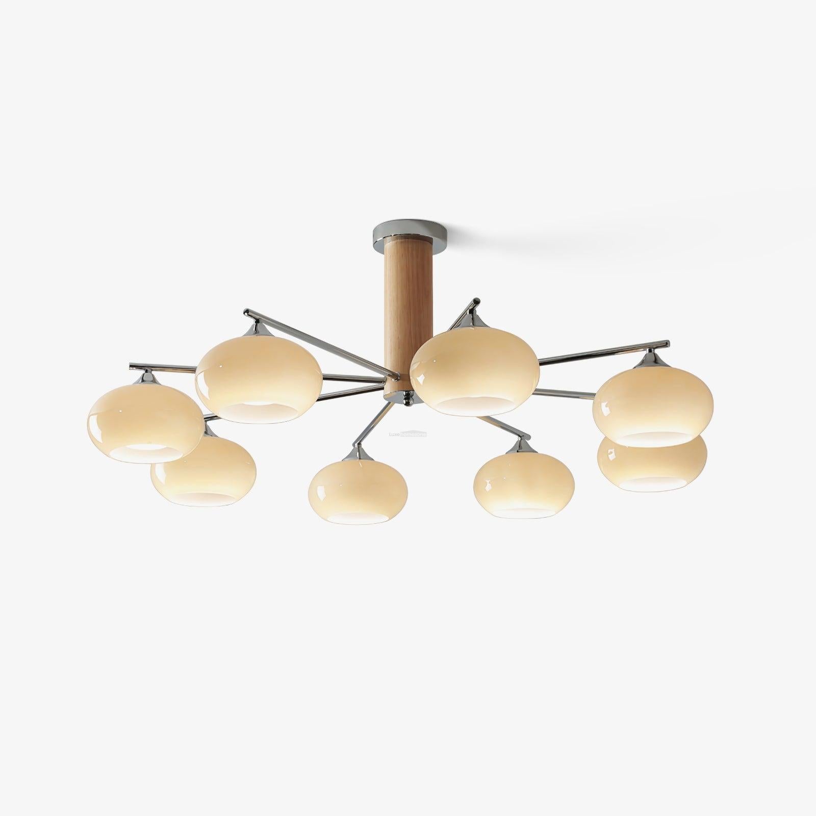 Elliptical Persimmon Chandelier with 3/6/8 heads - Glass Chandelier, Persimmon-1-Luxehomezone