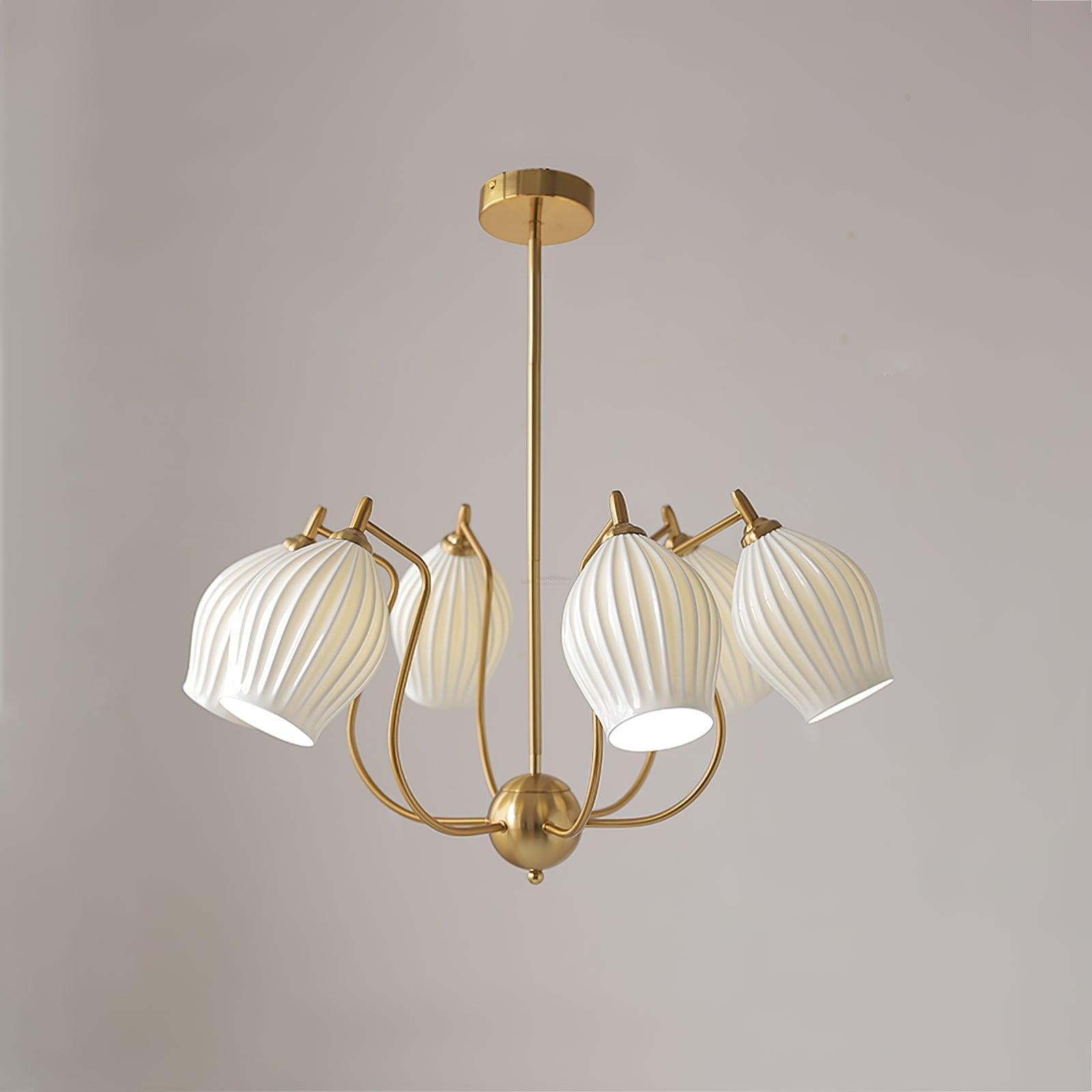 Ceramic Ribbed Chandelier with 4/6/8 heads - Flower Ceramic-1-Luxehomezone