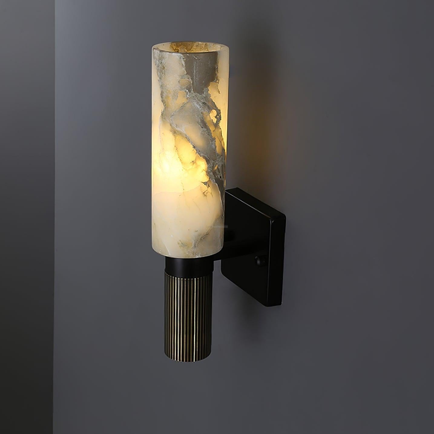 Torch Marble Walll Sconce - Alabaster, Alabaster Wall Lamp-1-Luxehomezone