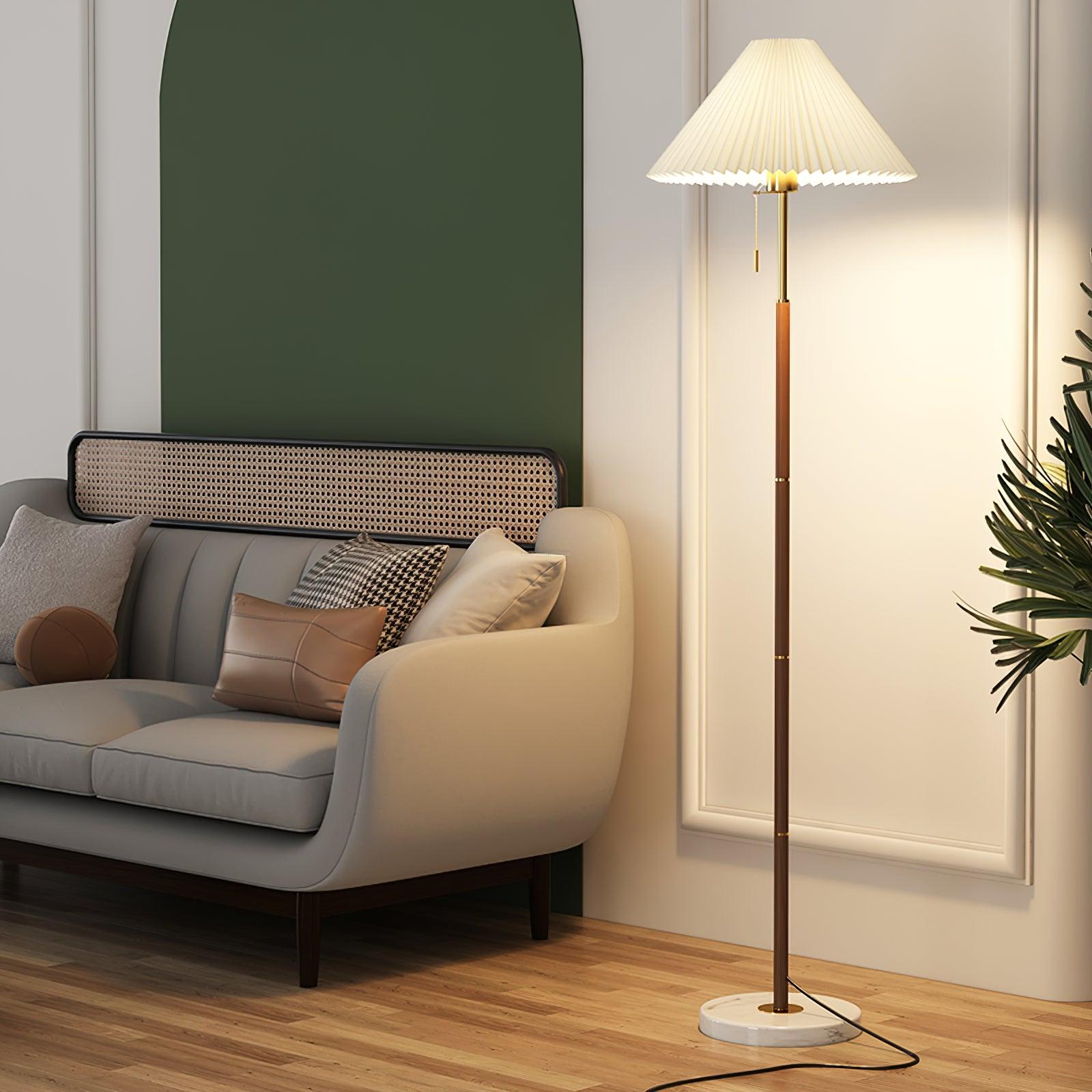 Vintage Pleated Floor Lamp ∅ 11″ - Drapery-1-Luxehomezone