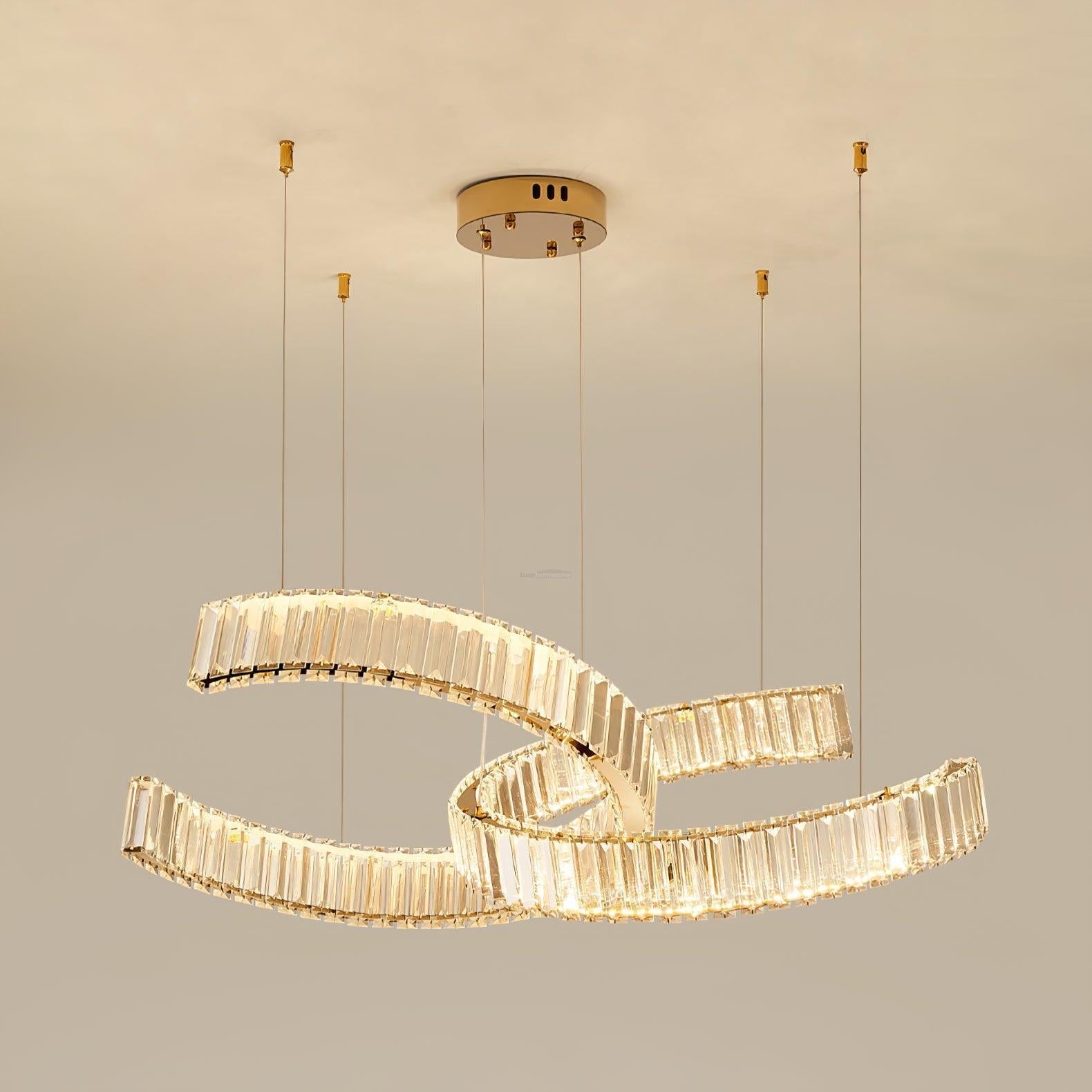 Vortex Double Circular Chandelier - Crystals, Straps-1-Luxehomezone