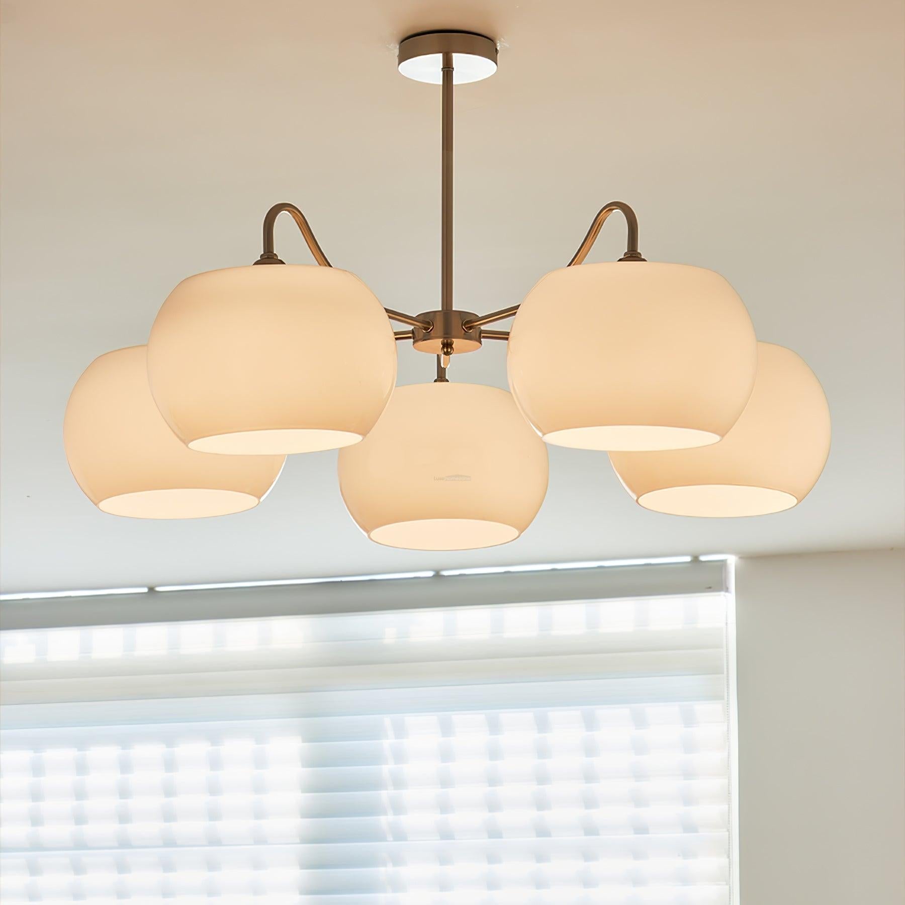 Nickel Glass Persimmon Chandelier with 3/5 heads - Glass Chandelier, Optimized, Persimmon-1-Luxehomezone
