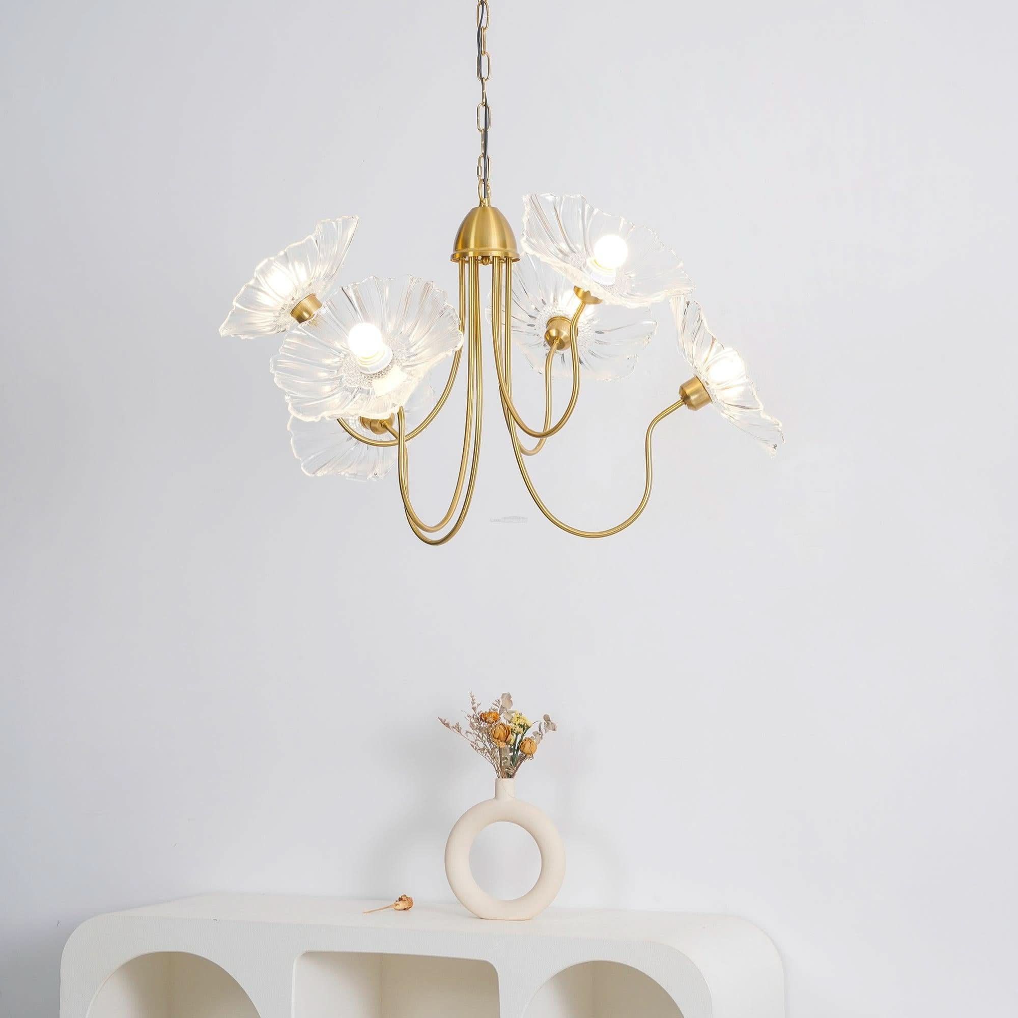 Lotus Leaf Glass Chandelier ∅ 35.4″ - Luxehomezone