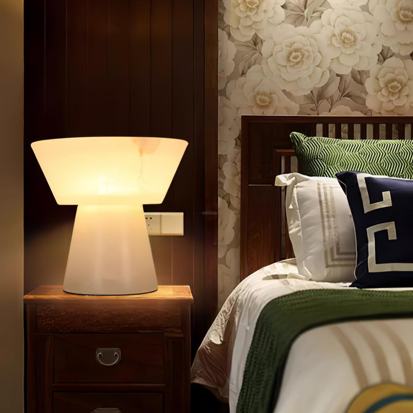 Beta Marble Round Table Lamp - Alabaster-1-Luxehomezone