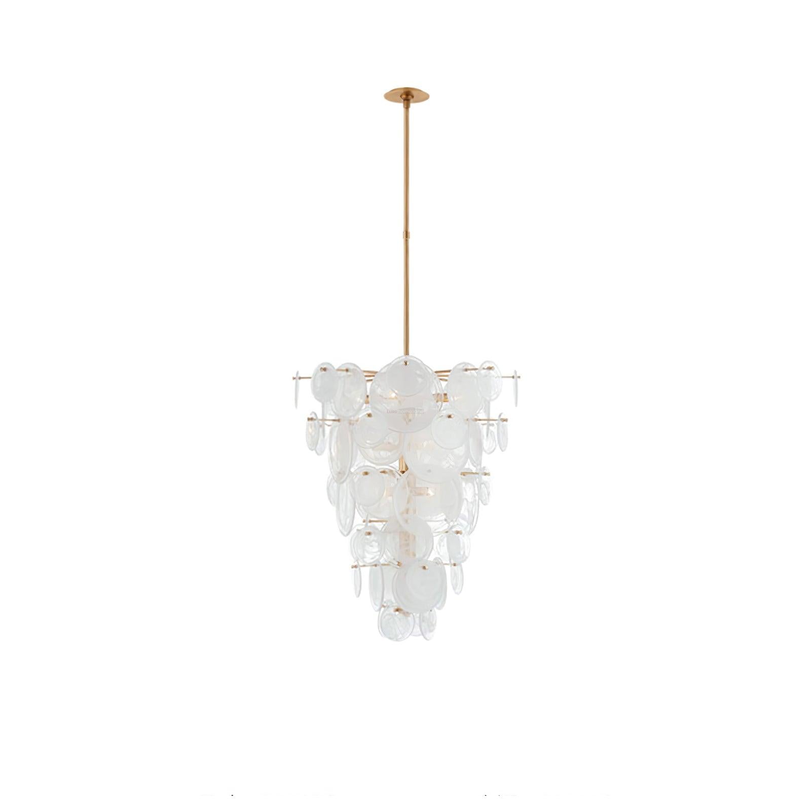 Brass Discs Cascading Round Chandelier - Cylinder-1-Luxehomezone