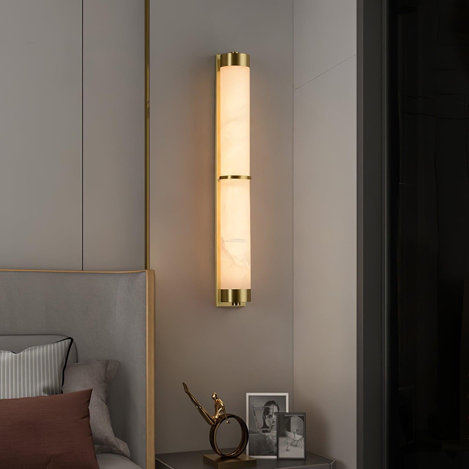 Cylindra Alabaster Brass Wall Sconce - Alabaster, Alabaster Wall Lamp-1-Luxehomezone