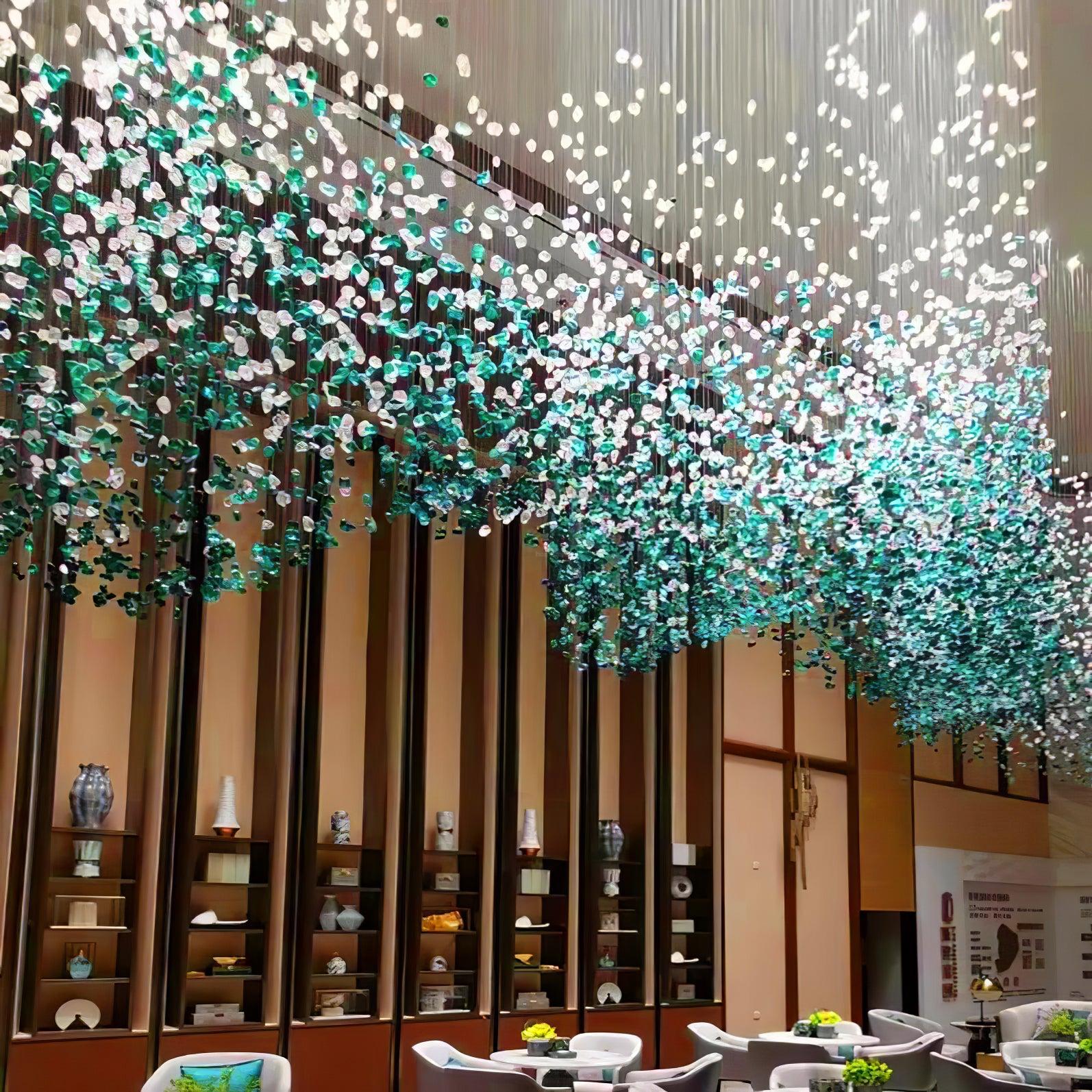 Multicolor Crystal Stone Round/Long canopy Chandelier - Helia-1-Luxehomezone