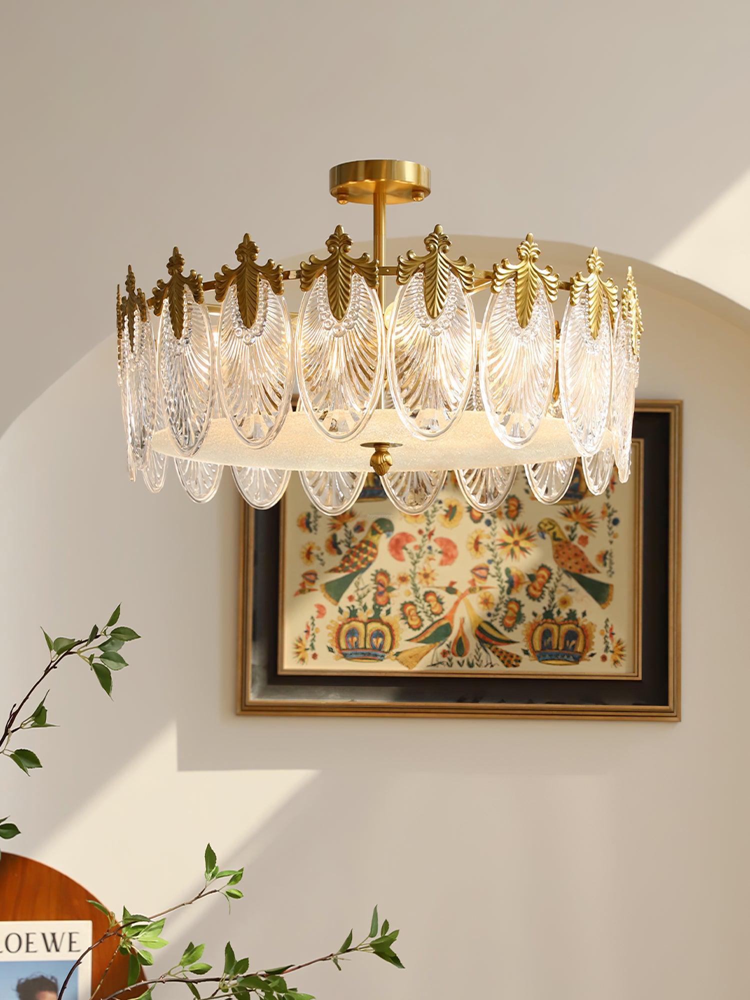 Decorative Pattern Glass Round Chandelier with 5/6/8 heads - Cylinder-1-Luxehomezone