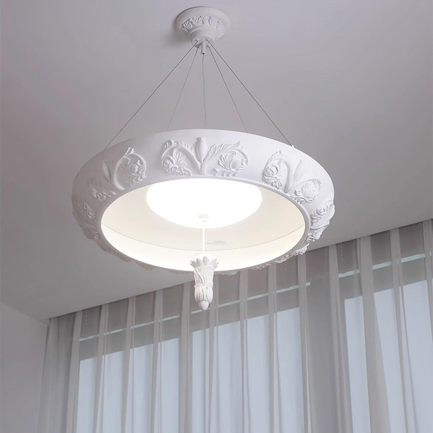 Artistic Carved Plaster Chandelier ∅ 23.6″~∅ 31.5″ - Alabaster-1-Luxehomezone