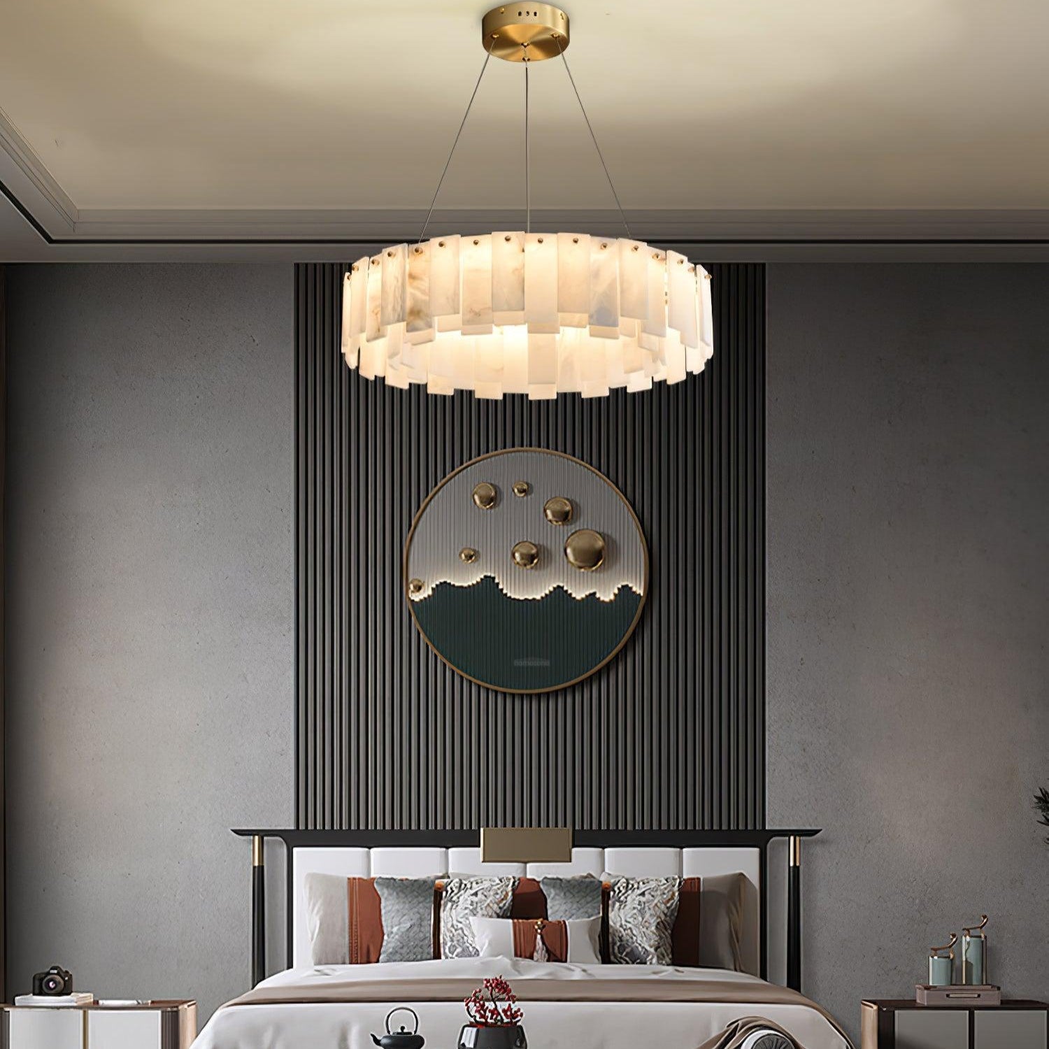 Celestial Alabaster Round/Square Chandelier - Alabaster, Alabaster Chandelier-1-Luxehomezone