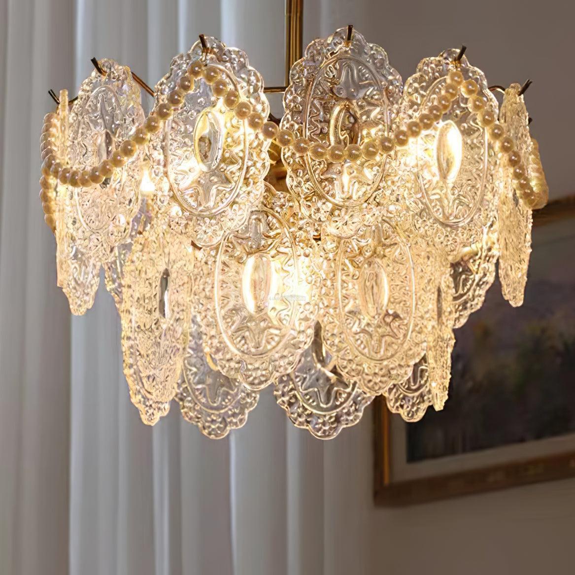 Wave Pearl Style Chandelier - Cylinder-1-Luxehomezone
