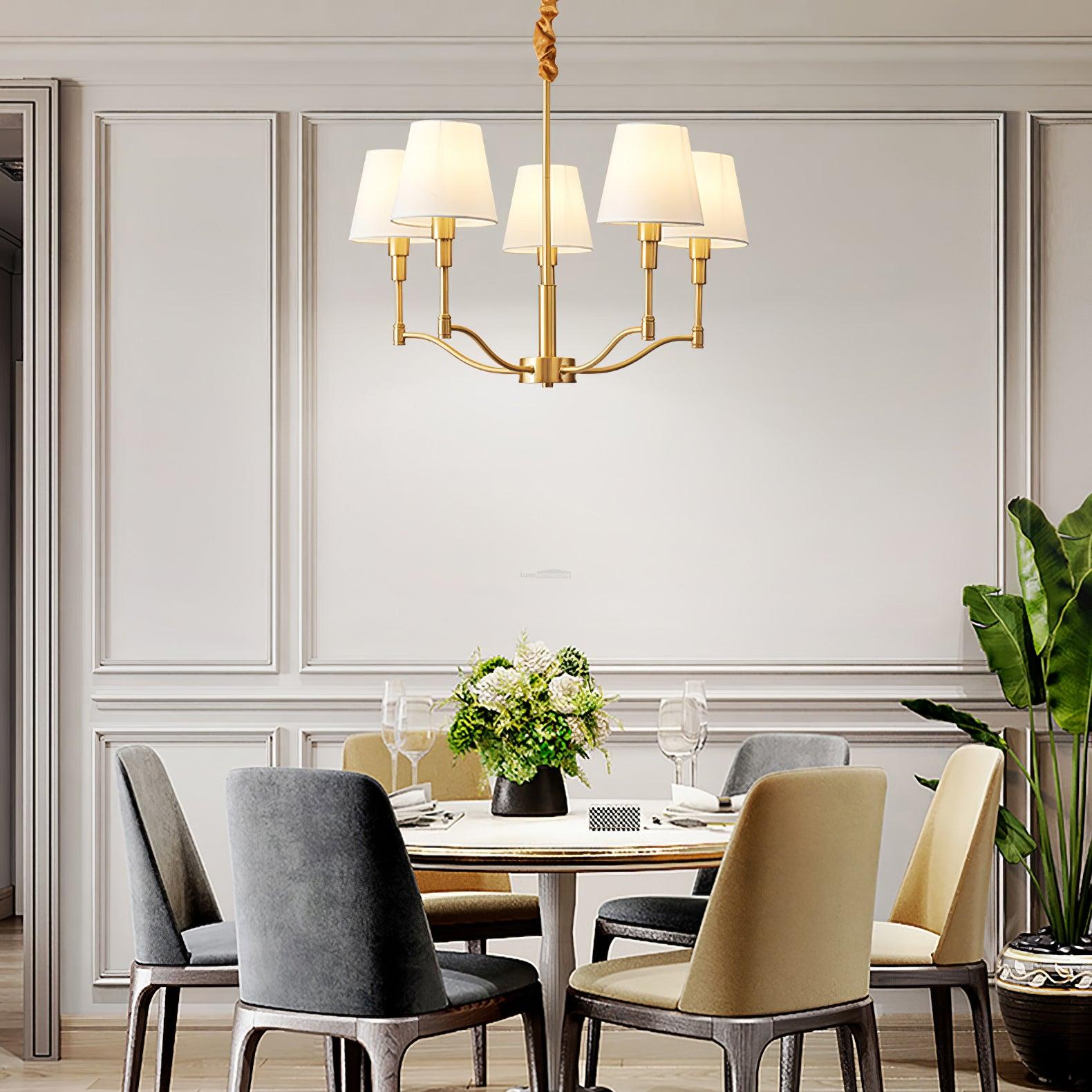Meridian Mid Century Brass Chandelier with 3/5/8 heads - Variety-1-Luxehomezone