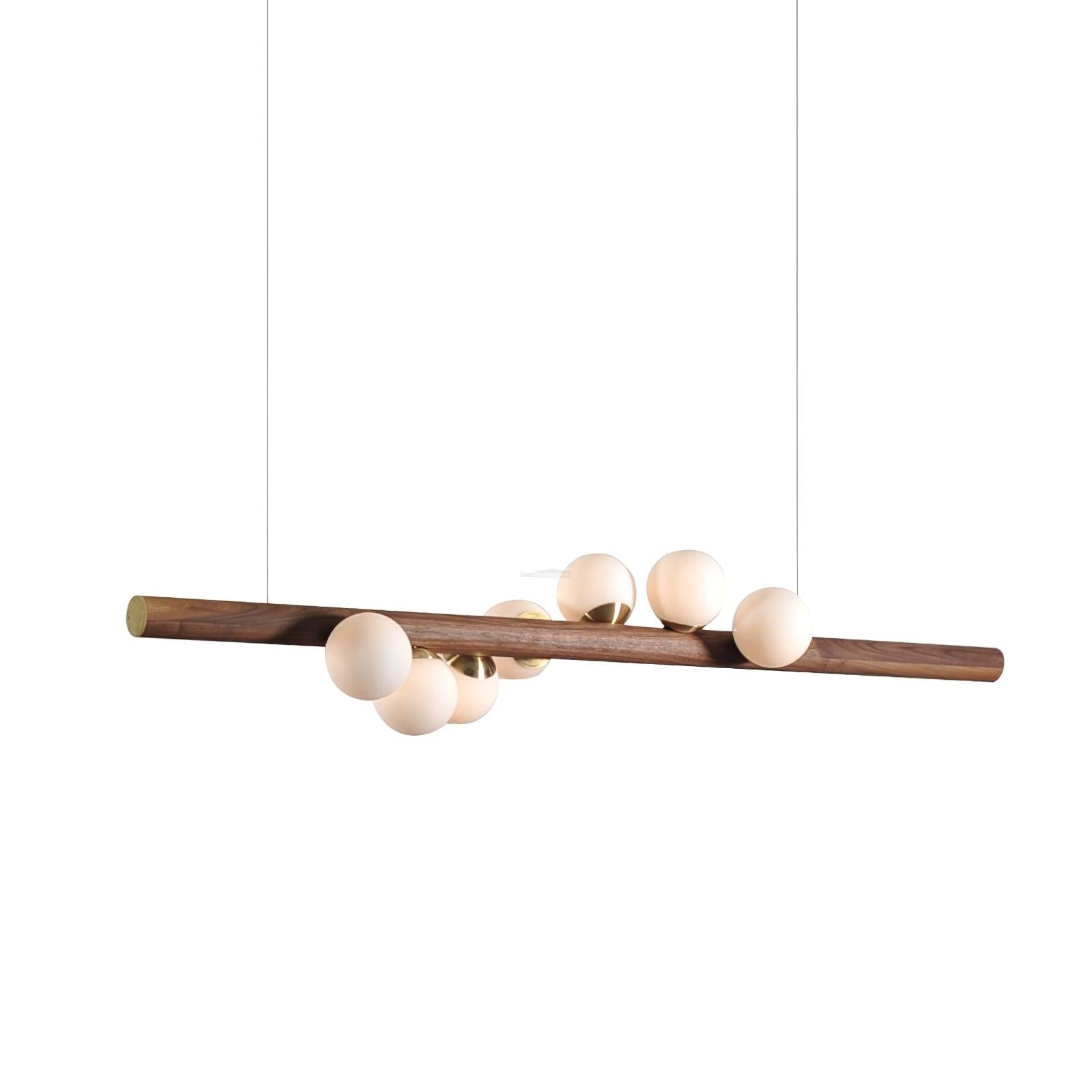 Scandinavian Wooden Pendant - Walnut & White, Wood-1-Luxehomezone
