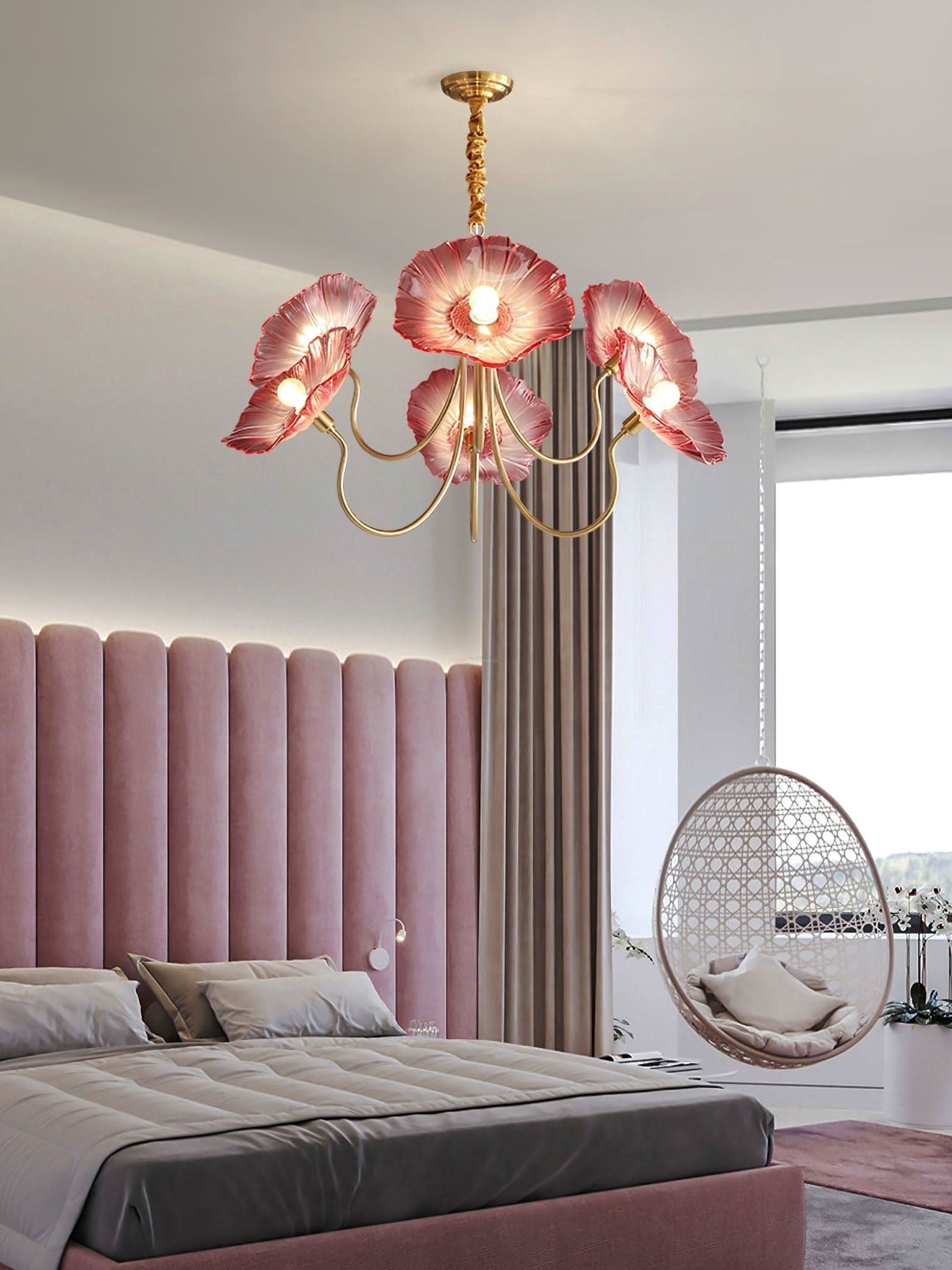 Lotus Leaf Glass Chandelier ∅ 35.4″ - Luxehomezone