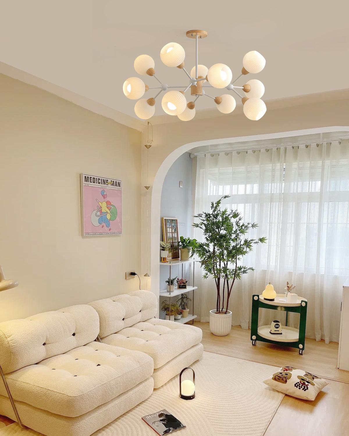 Shpehp Wood Chandelier with 6/9/12 heads - Bend, Marshmallow Chandelier-1-Luxehomezone