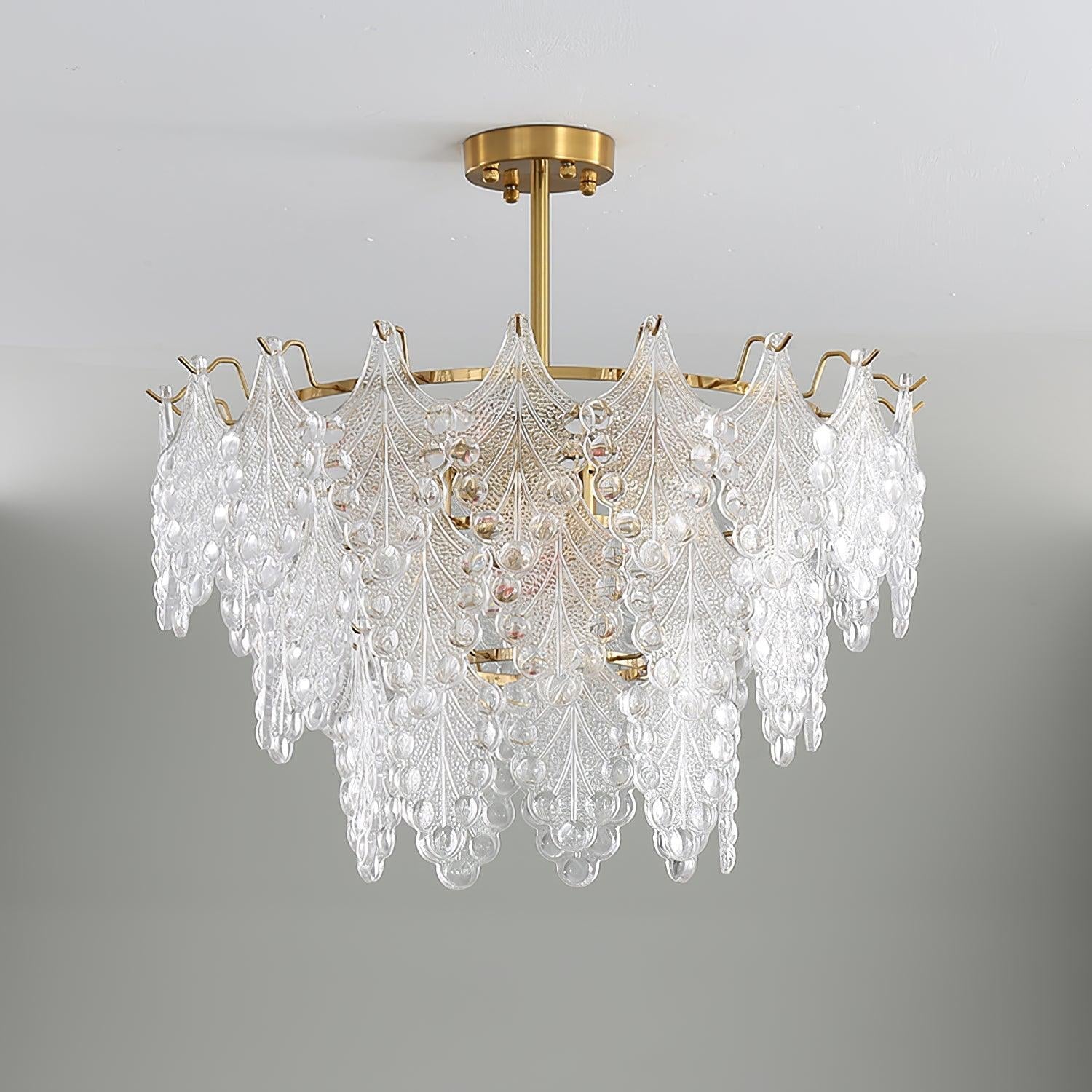Tiered Carved Glass Chandelier Φ 15.7″ - Luxehomezone