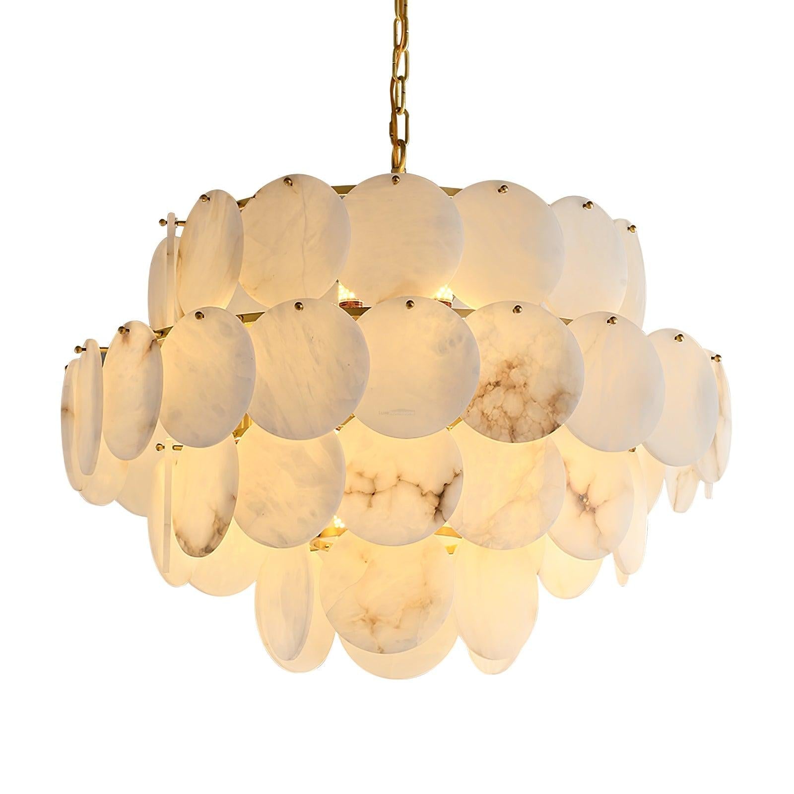 Alabaster Shell Brass Chandelier with 2/3/4/5/6 layer - Alabaster, Alabaster Chandelier-1-Luxehomezone