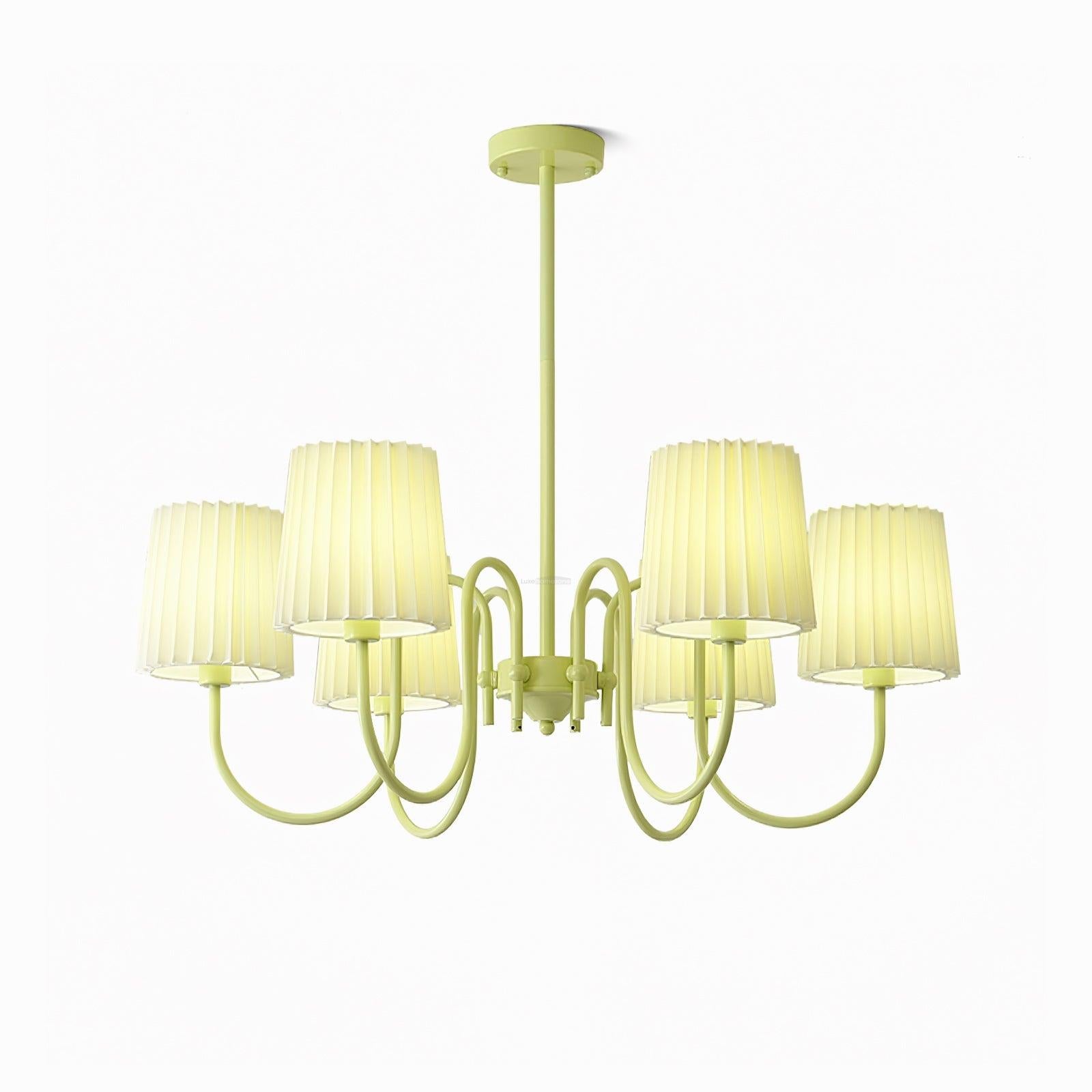 Pleated Fabric Matcha Chandelier with 4/5/6/8 heads - Variety-1-Luxehomezone