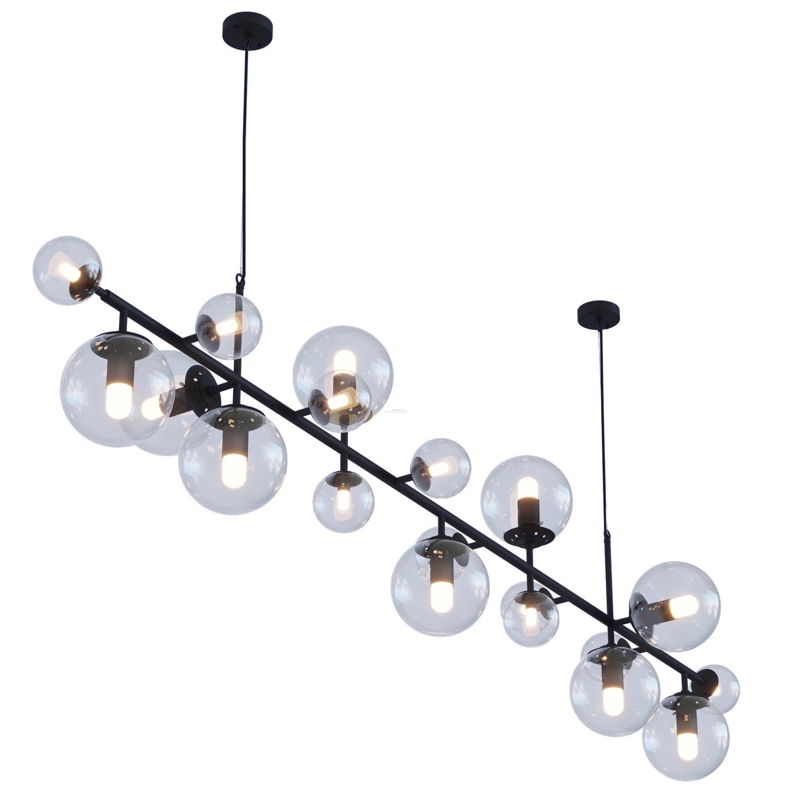 Brass Glass Globe Linear Chandelier - Hailey-1-Luxehomezone