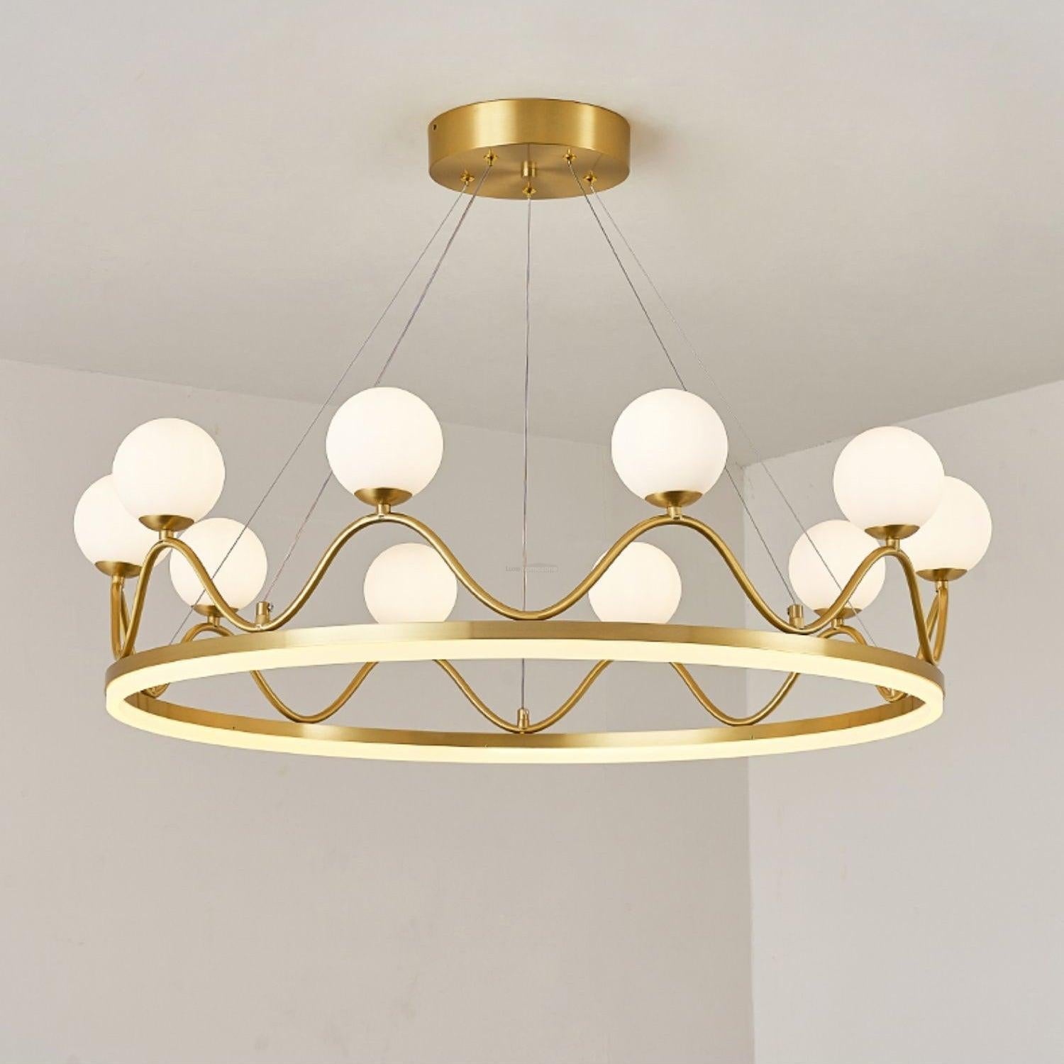 Crown Brass Round Chandelier - Bend-1-Luxehomezone