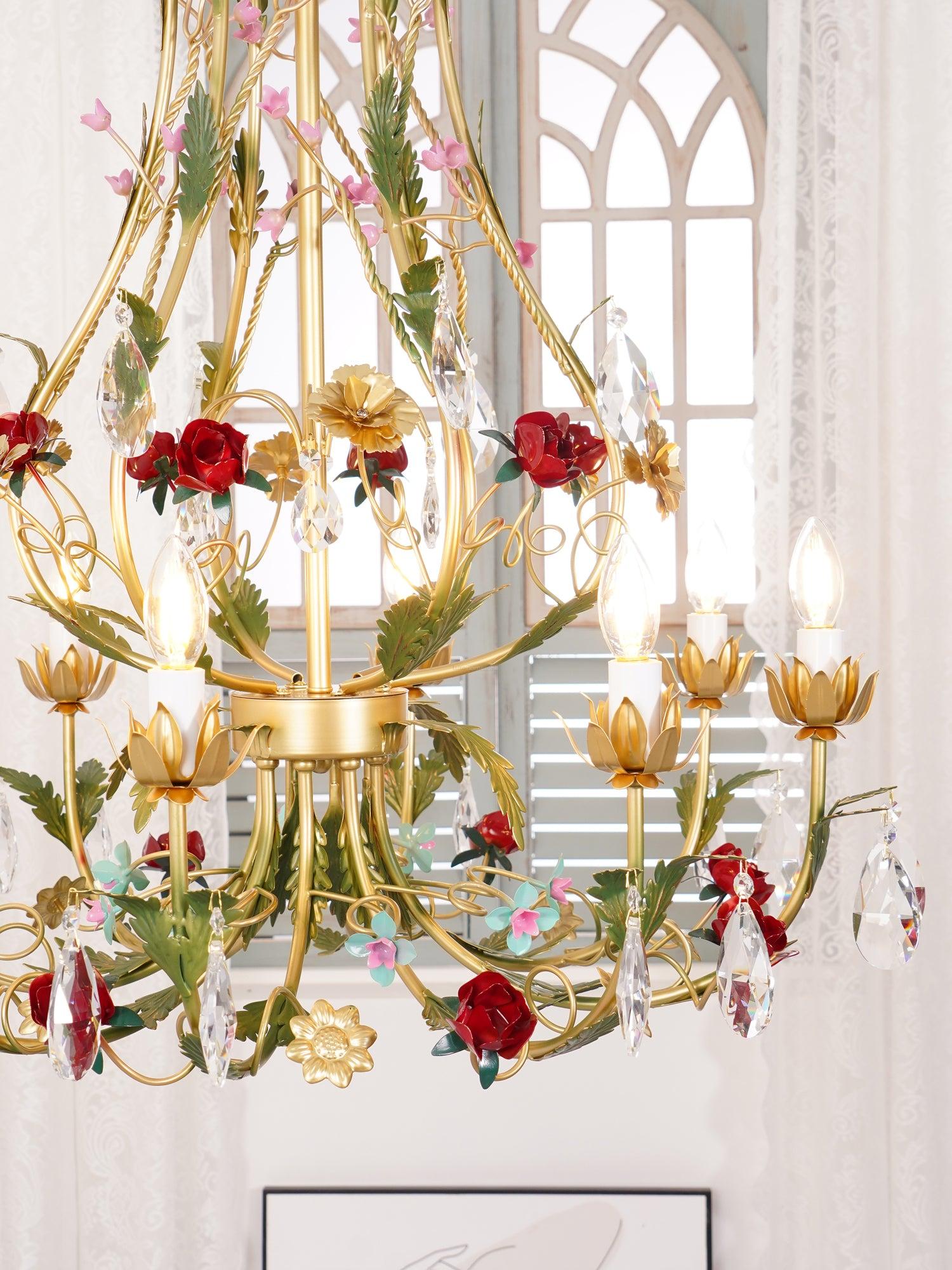 Candle Style Rose Love Chandelier with 6/8 heads - Candle-1-Luxehomezone