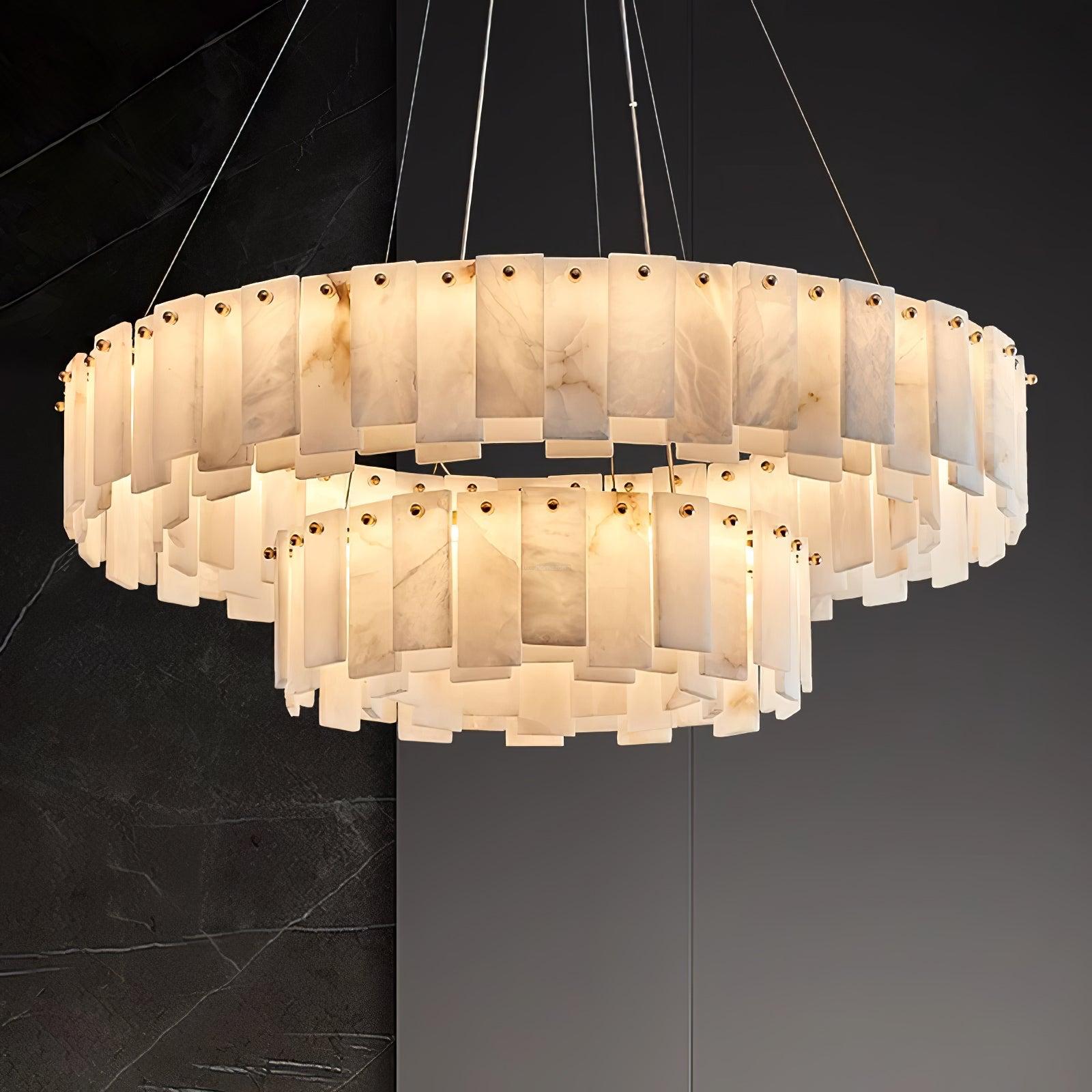 Celestial Alabaster Round/Square Chandelier - Alabaster, Alabaster Chandelier-1-Luxehomezone