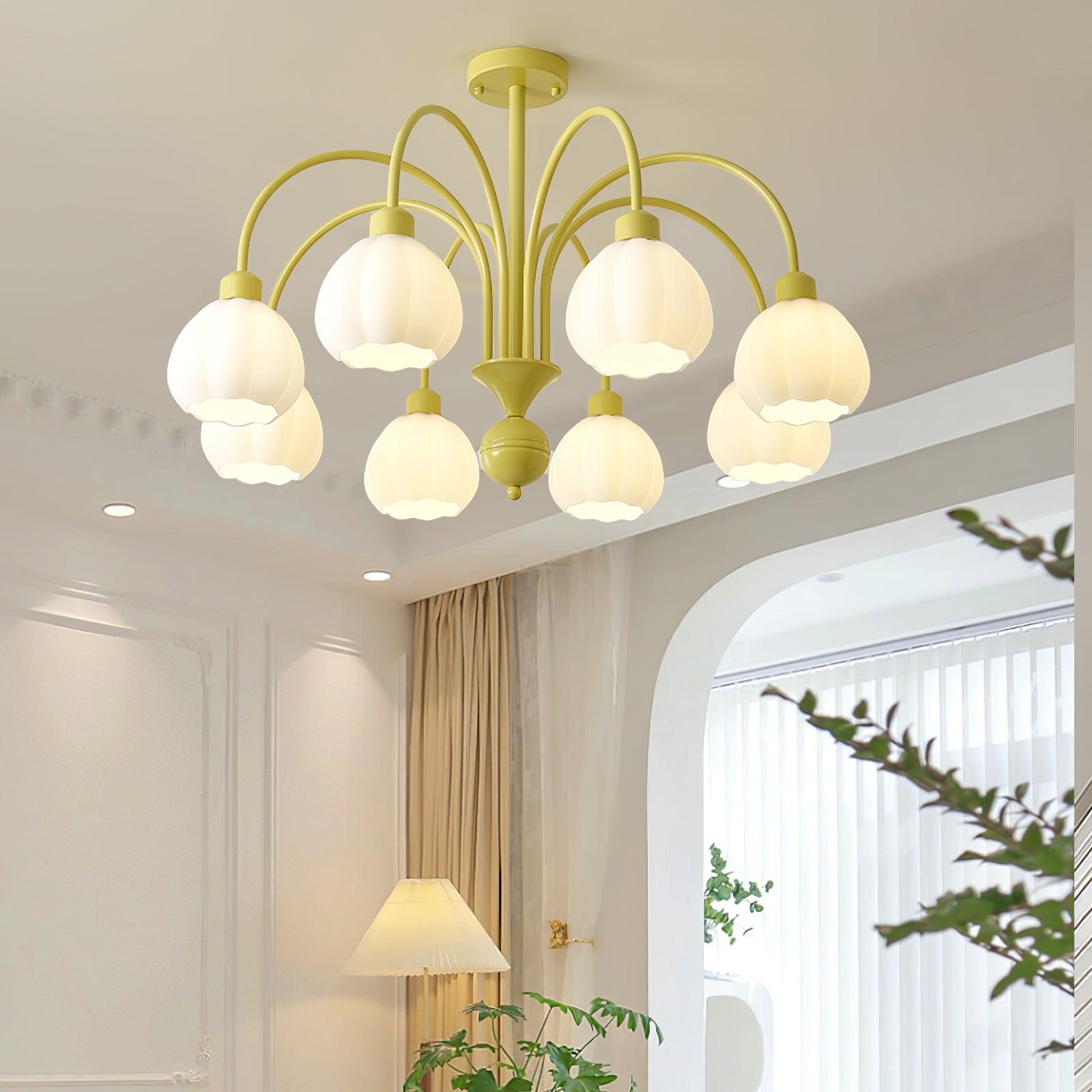Cream Pumpkin Ball Chandelier with 4/5/6/8 heads - Zahara-1-Luxehomezone